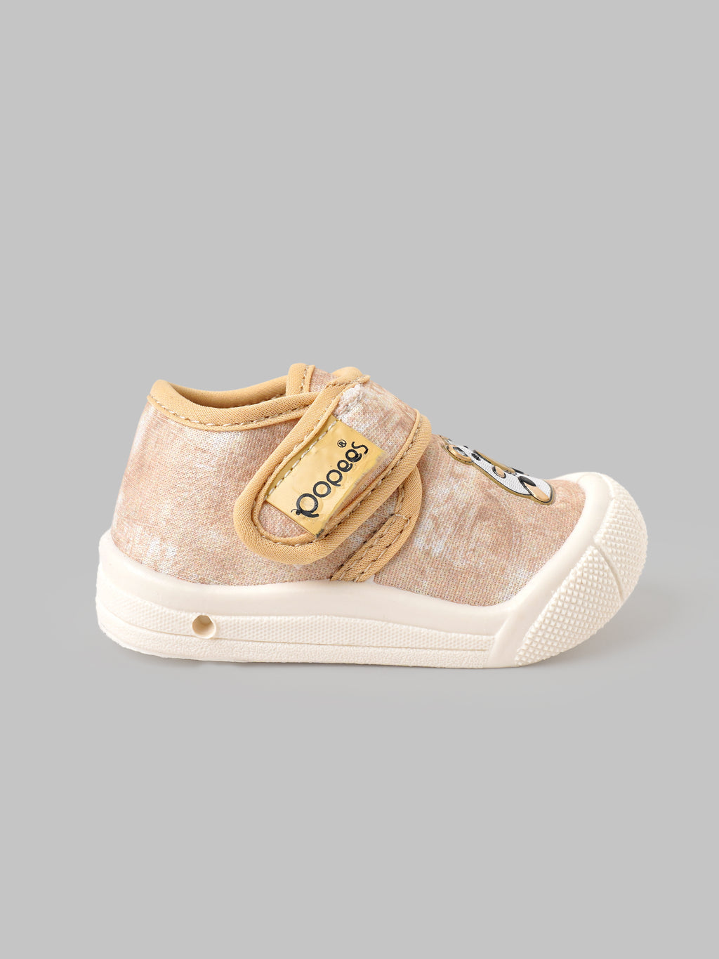 Popees Baby Unisex Soft & Stylish Velcro Shoes | Cute Panda Character Casual Shoes for Baby Boys & Girls | Cream & Peach