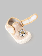 Popees Baby Unisex Soft & Stylish Velcro Shoes | Cute Panda Character Casual Shoes for Baby Boys & Girls | Cream & Peach