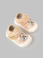 Popees Baby Unisex Soft & Stylish Velcro Shoes | Cute Panda Character Casual Shoes for Baby Boys & Girls | Cream & Peach