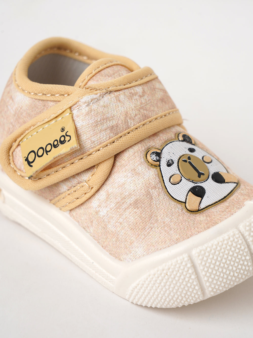 Popees Baby Unisex Soft & Stylish Velcro Shoes | Cute Panda Character Casual Shoes for Baby Boys & Girls | Cream & Peach