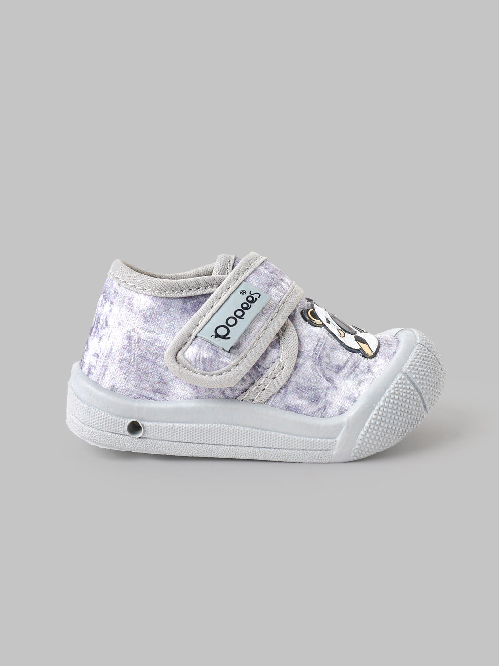 Popees Baby Unisex Soft & Stylish Velcro Shoes | Comfortable Anti-Slip Casual Shoes with Cute Bear Design for Baby Boys & Girls | Grey