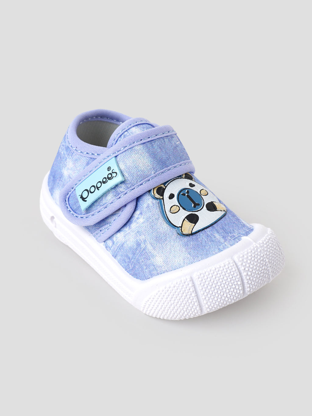 Popees Baby Unisex Soft & Stylish Velcro Shoes | Comfortable Casual Shoes with Cute Bear Character Design for Baby Boys & Girls | Purple & White