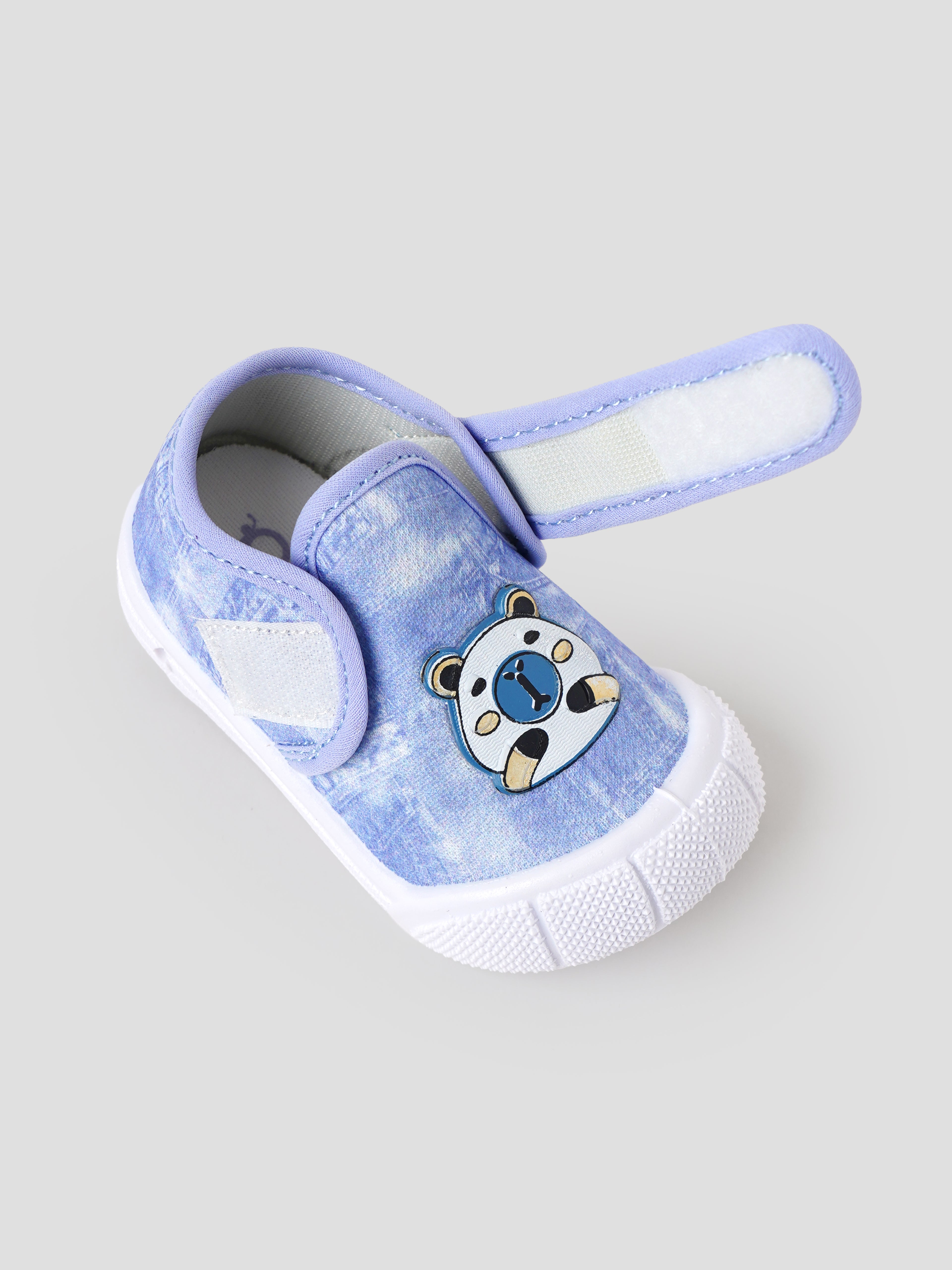 Popees Baby Unisex Soft & Stylish Velcro Shoes | Comfortable Casual Shoes with Cute Bear Character Design for Baby Boys & Girls | Purple & White