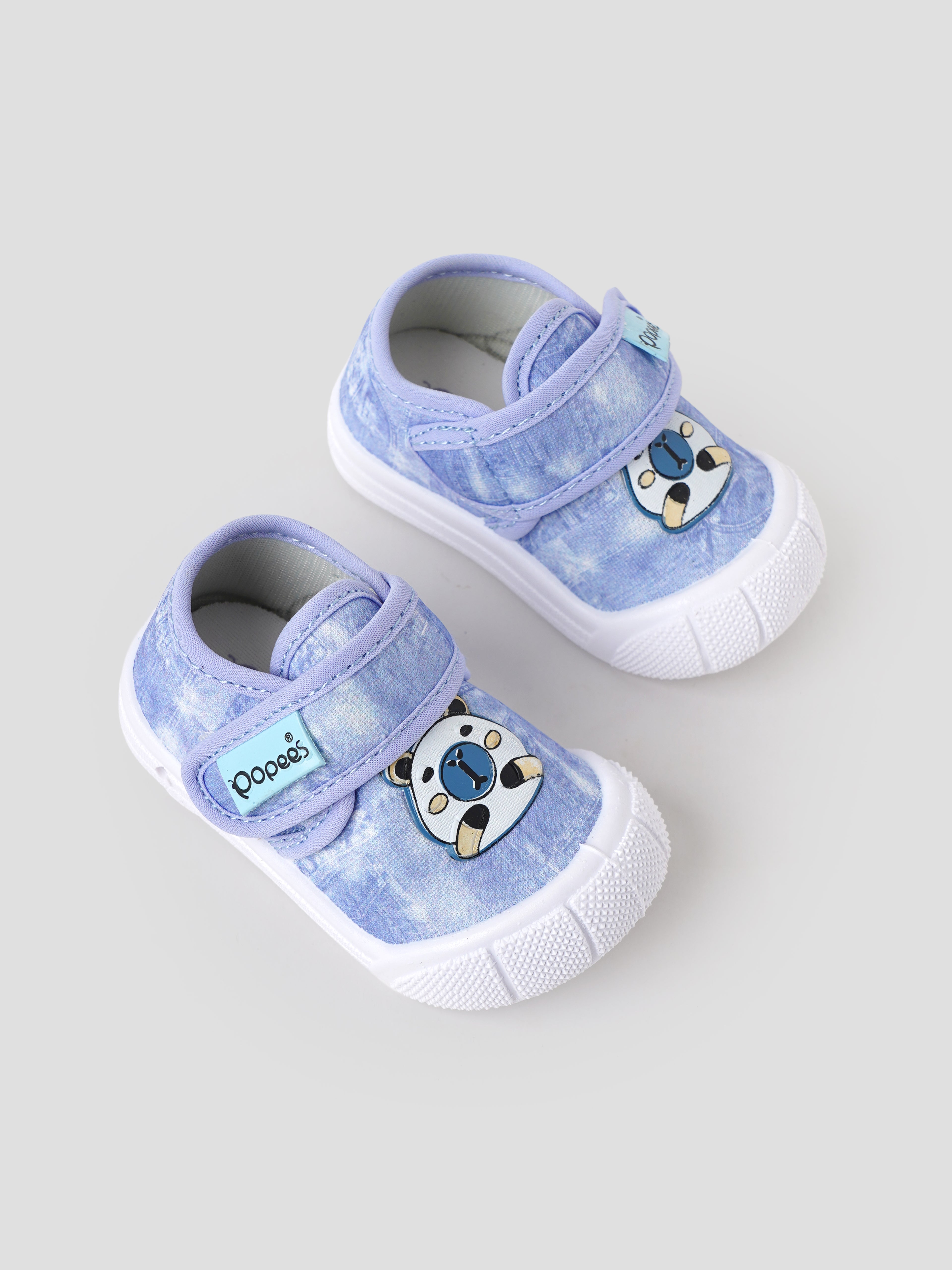 Popees Baby Unisex Soft & Stylish Velcro Shoes | Comfortable Casual Shoes with Cute Bear Character Design for Baby Boys & Girls | Purple & White