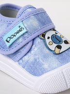 Popees Baby Unisex Soft & Stylish Velcro Shoes | Comfortable Casual Shoes with Cute Bear Character Design for Baby Boys & Girls | Purple & White