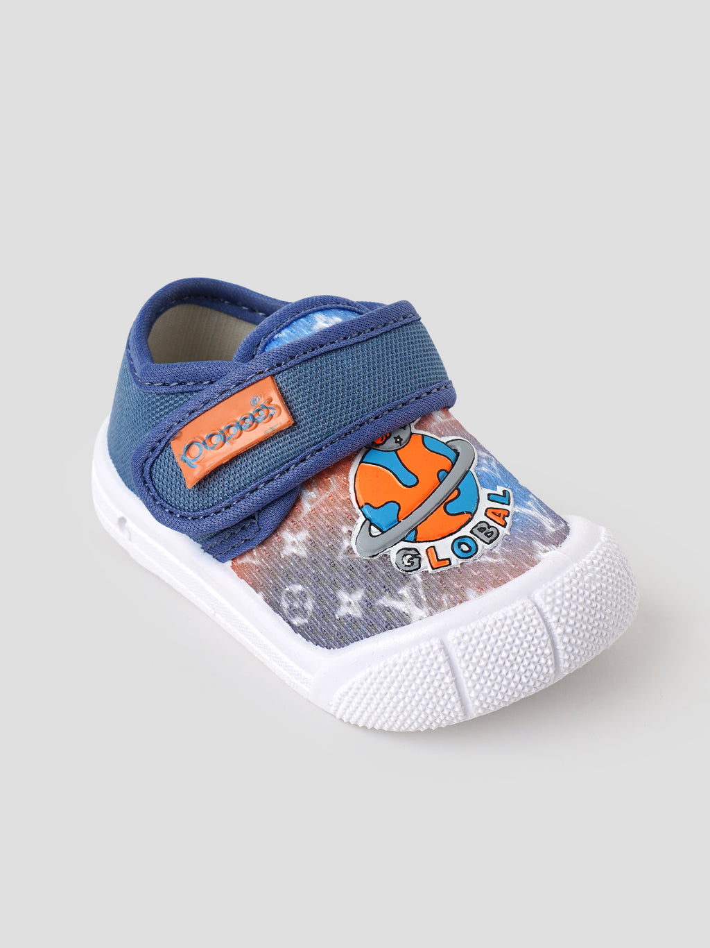 Popees Baby Unisex Soft & Stylish Velcro Shoes | Comfortable Casual Shoes with Space Explorer Character Design for Baby Boys & Girls | Blue & Orange