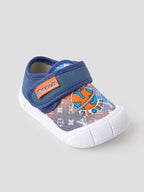 Popees Baby Unisex Soft & Stylish Velcro Shoes | Comfortable Casual Shoes with Space Explorer Character Design for Baby Boys & Girls | Blue & Orange