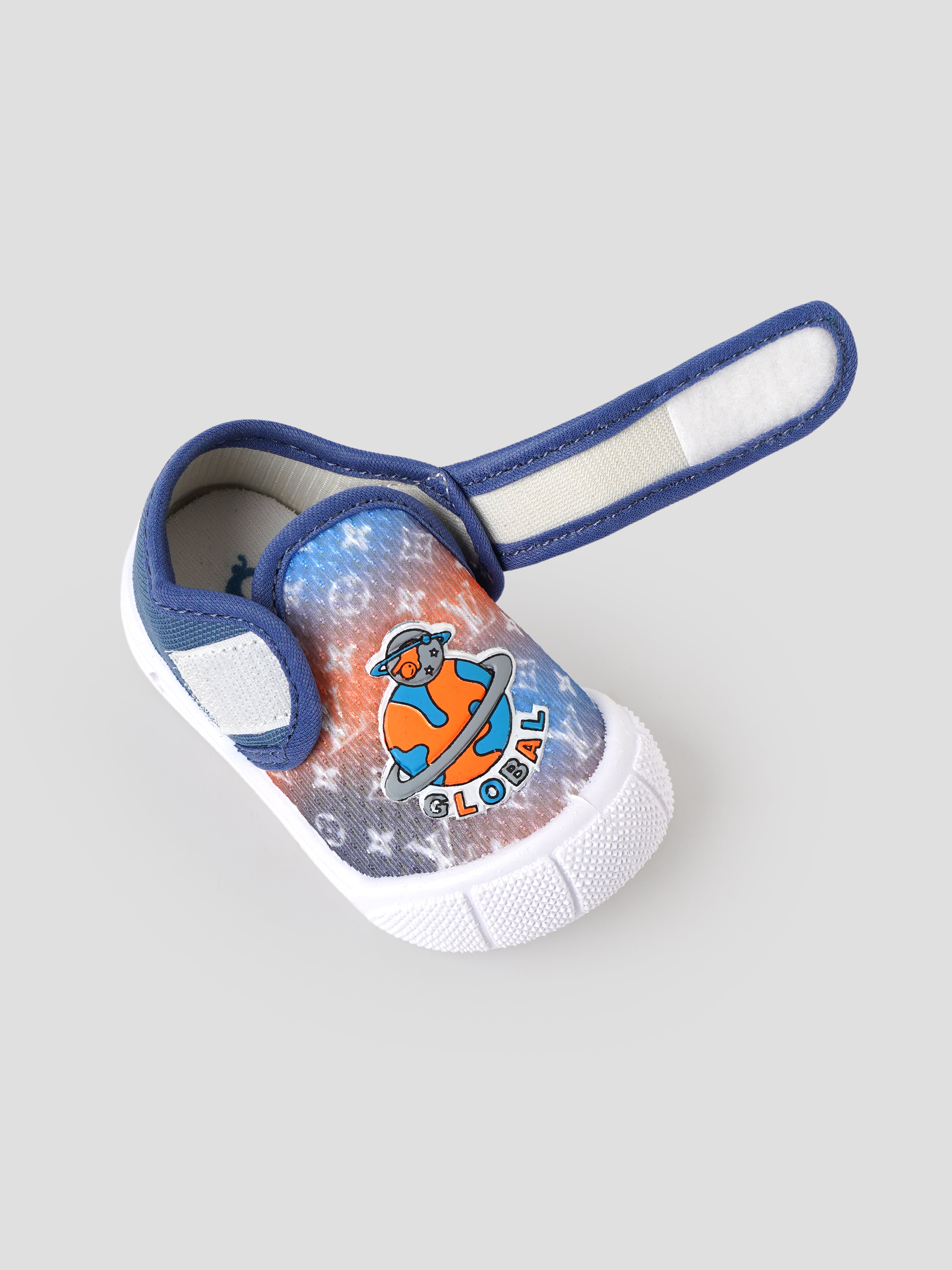 Popees Baby Unisex Soft & Stylish Velcro Shoes | Comfortable Casual Shoes with Space Explorer Character Design for Baby Boys & Girls | Blue & Orange