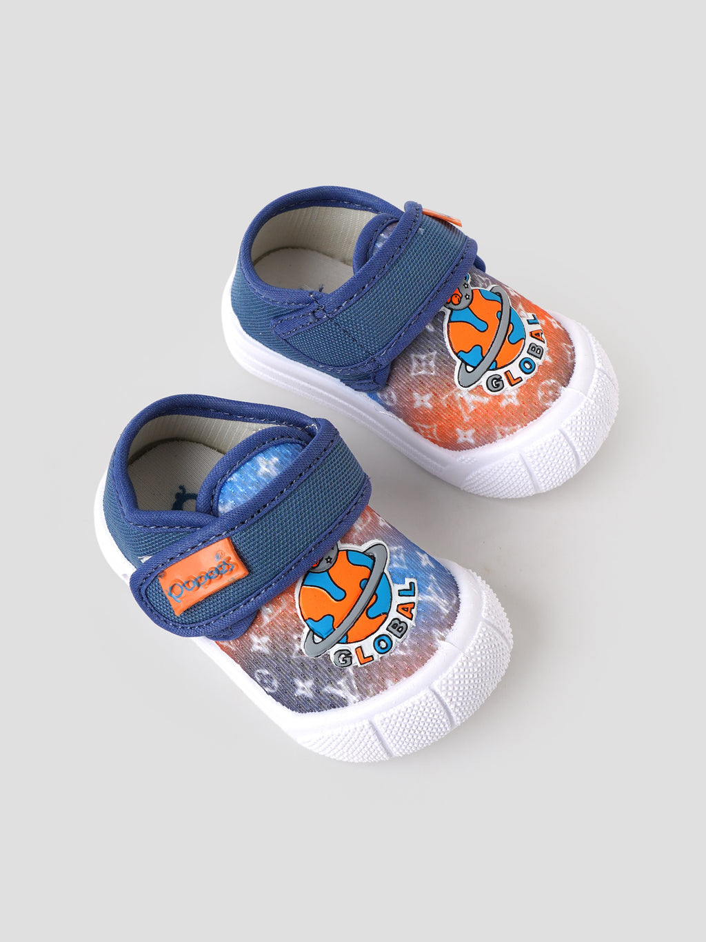 Popees Baby Unisex Soft & Stylish Velcro Shoes | Comfortable Casual Shoes with Space Explorer Character Design for Baby Boys & Girls | Blue & Orange