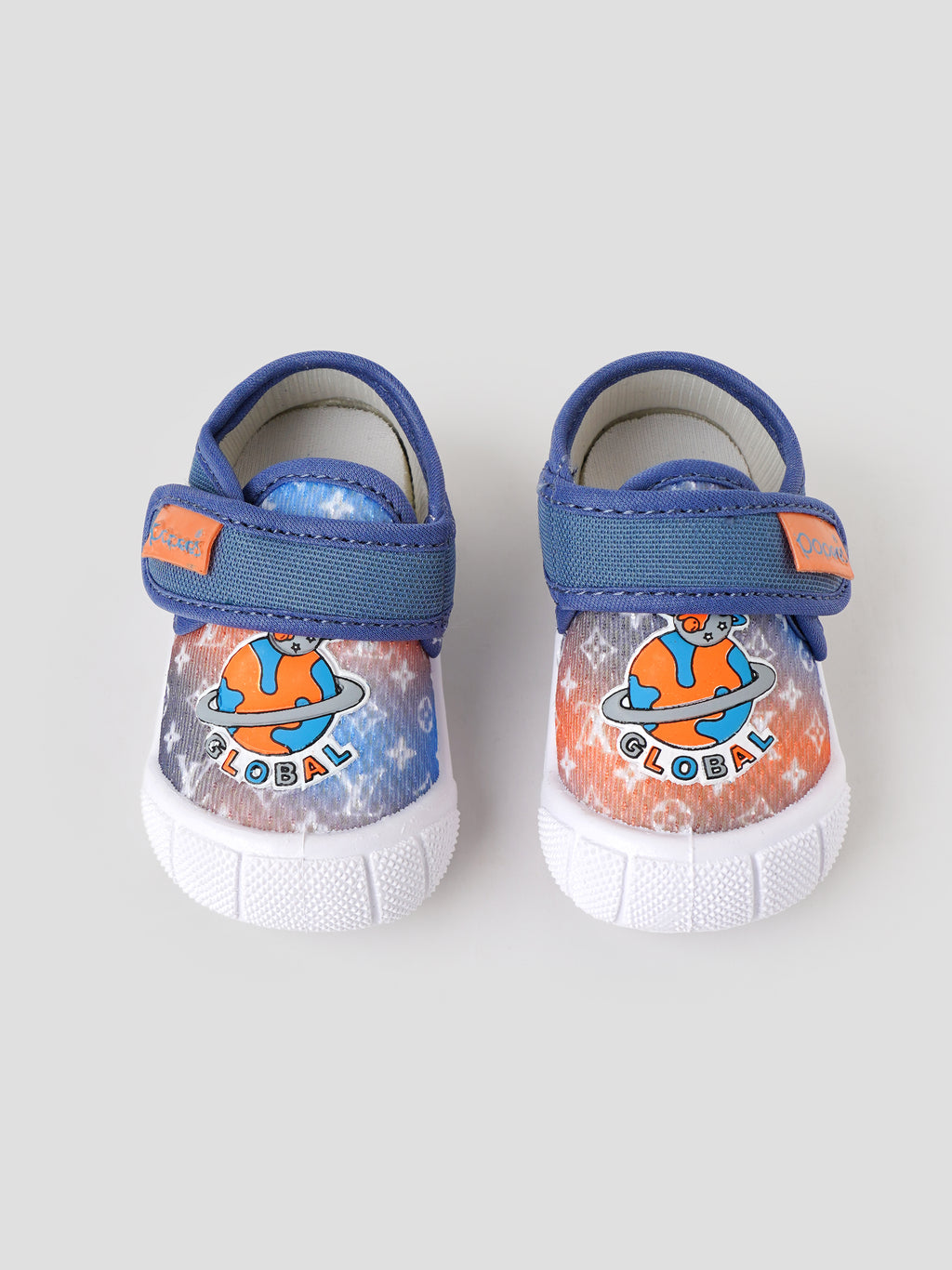 Popees Baby Unisex Soft & Stylish Velcro Shoes | Comfortable Casual Shoes with Space Explorer Character Design for Baby Boys & Girls | Blue & Orange