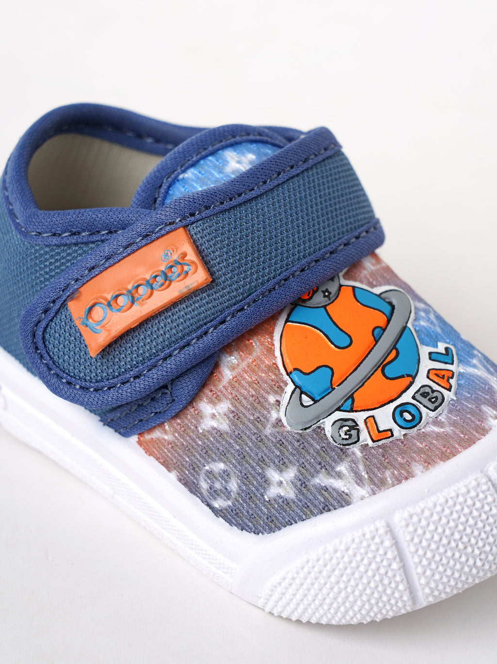 Popees Baby Unisex Soft & Stylish Velcro Shoes | Comfortable Casual Shoes with Space Explorer Character Design for Baby Boys & Girls | Blue & Orange