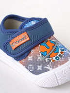 Popees Baby Unisex Soft & Stylish Velcro Shoes | Comfortable Casual Shoes with Space Explorer Character Design for Baby Boys & Girls | Blue & Orange