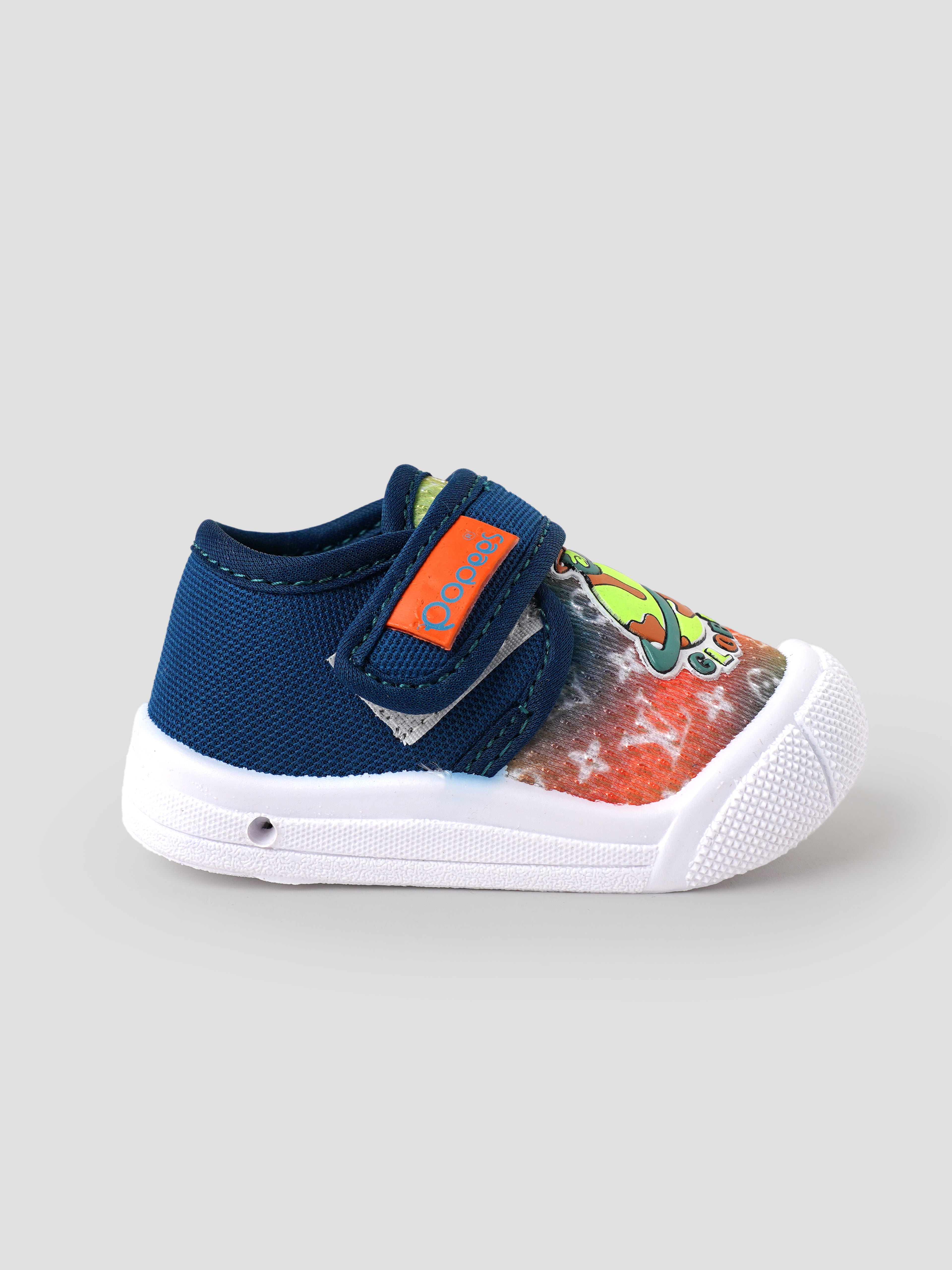 Popees Baby Unisex Soft & Stylish Velcro Shoes | Comfortable Casual Shoes with Space Explorer Character Design for Baby Boys & Girls | Navy Blue & Orange