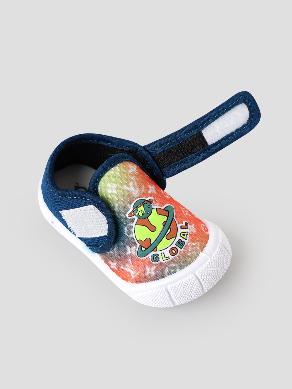 Popees Baby Unisex Soft & Stylish Velcro Shoes | Comfortable Casual Shoes with Space Explorer Character Design for Baby Boys & Girls | Navy Blue & Orange