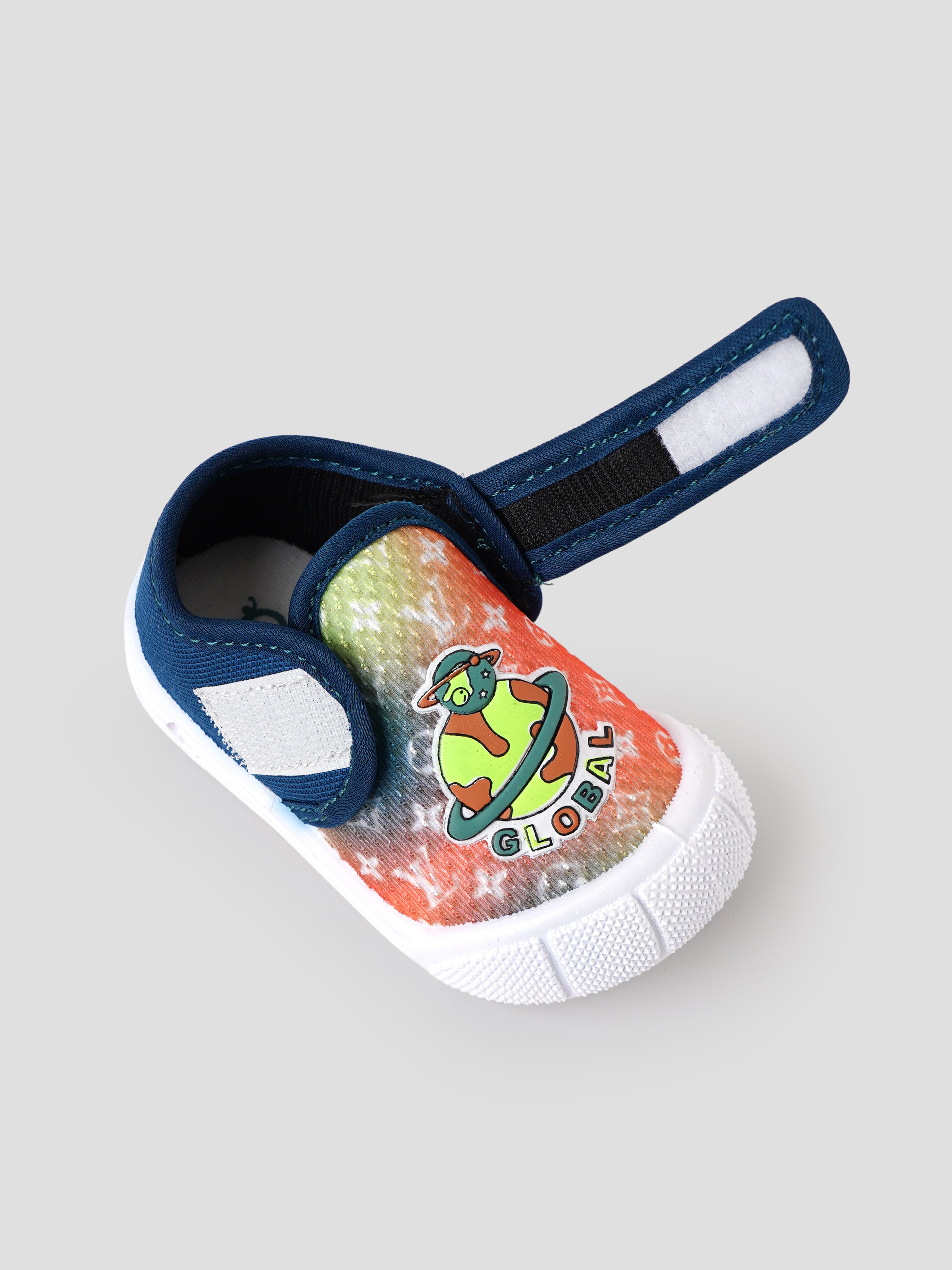 Popees Baby Unisex Soft & Stylish Velcro Shoes | Comfortable Casual Shoes with Space Explorer Character Design for Baby Boys & Girls | Navy Blue & Orange