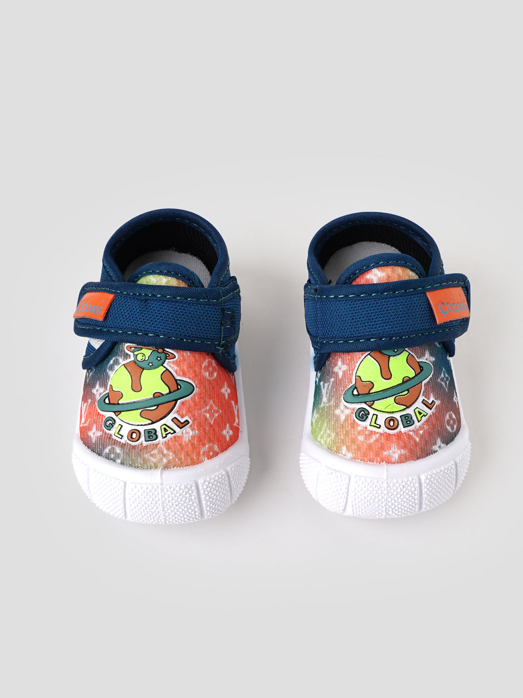 Popees Baby Unisex Soft & Stylish Velcro Shoes | Comfortable Casual Shoes with Space Explorer Character Design for Baby Boys & Girls | Navy Blue & Orange