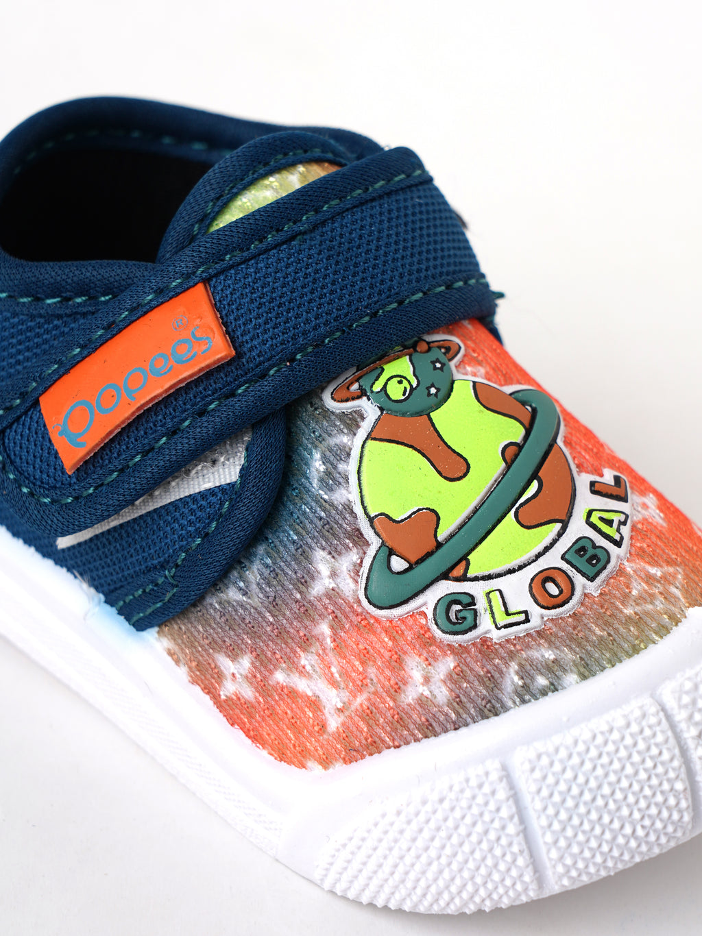 Popees Baby Unisex Soft & Stylish Velcro Shoes | Comfortable Casual Shoes with Space Explorer Character Design for Baby Boys & Girls | Navy Blue & Orange