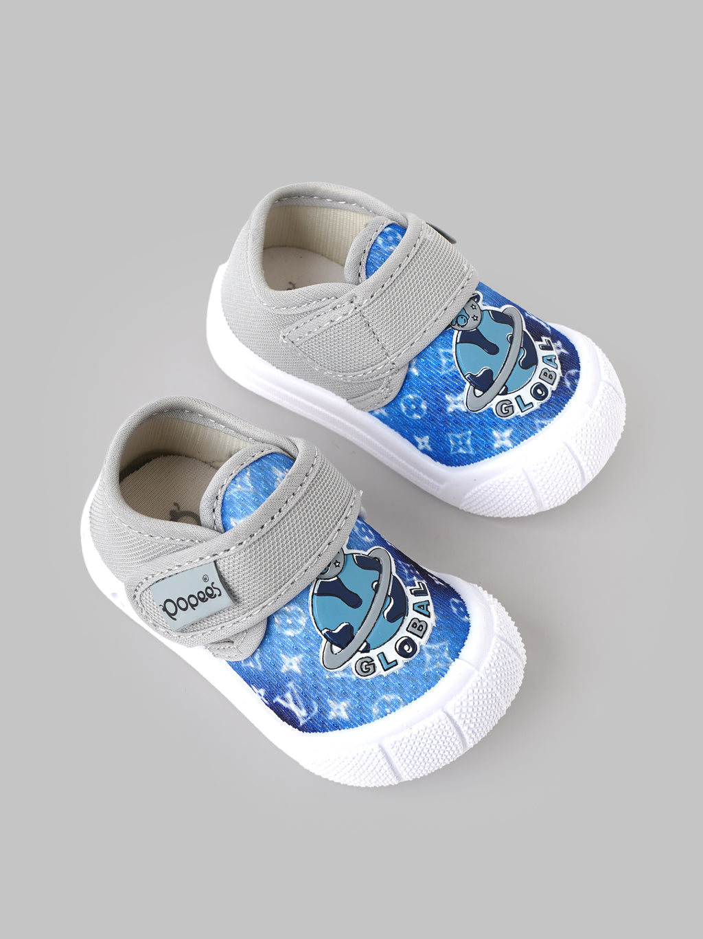 Popees Baby Unisex Soft & Stylish Velcro Strap Shoes with Comfortable Fit | Casual Baby Shoes for Boys & Girls | Grey & Blue