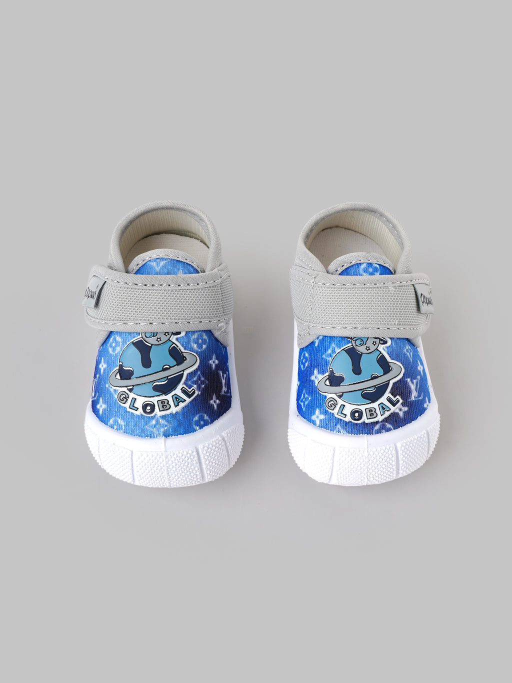 Popees Baby Unisex Soft & Stylish Velcro Strap Shoes with Comfortable Fit | Casual Baby Shoes for Boys & Girls | Grey & Blue