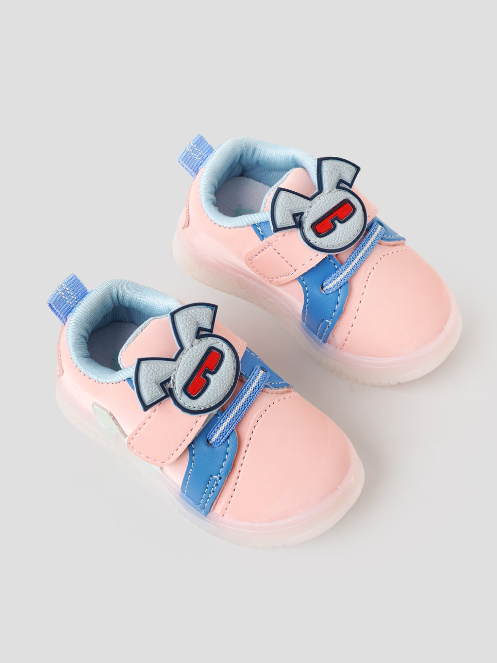 Popees Baby Unisex Soft & Stylish Velcro Shoes with Light| Comfortable Casual Shoes with Cute Character Design for Baby Boys & Girls