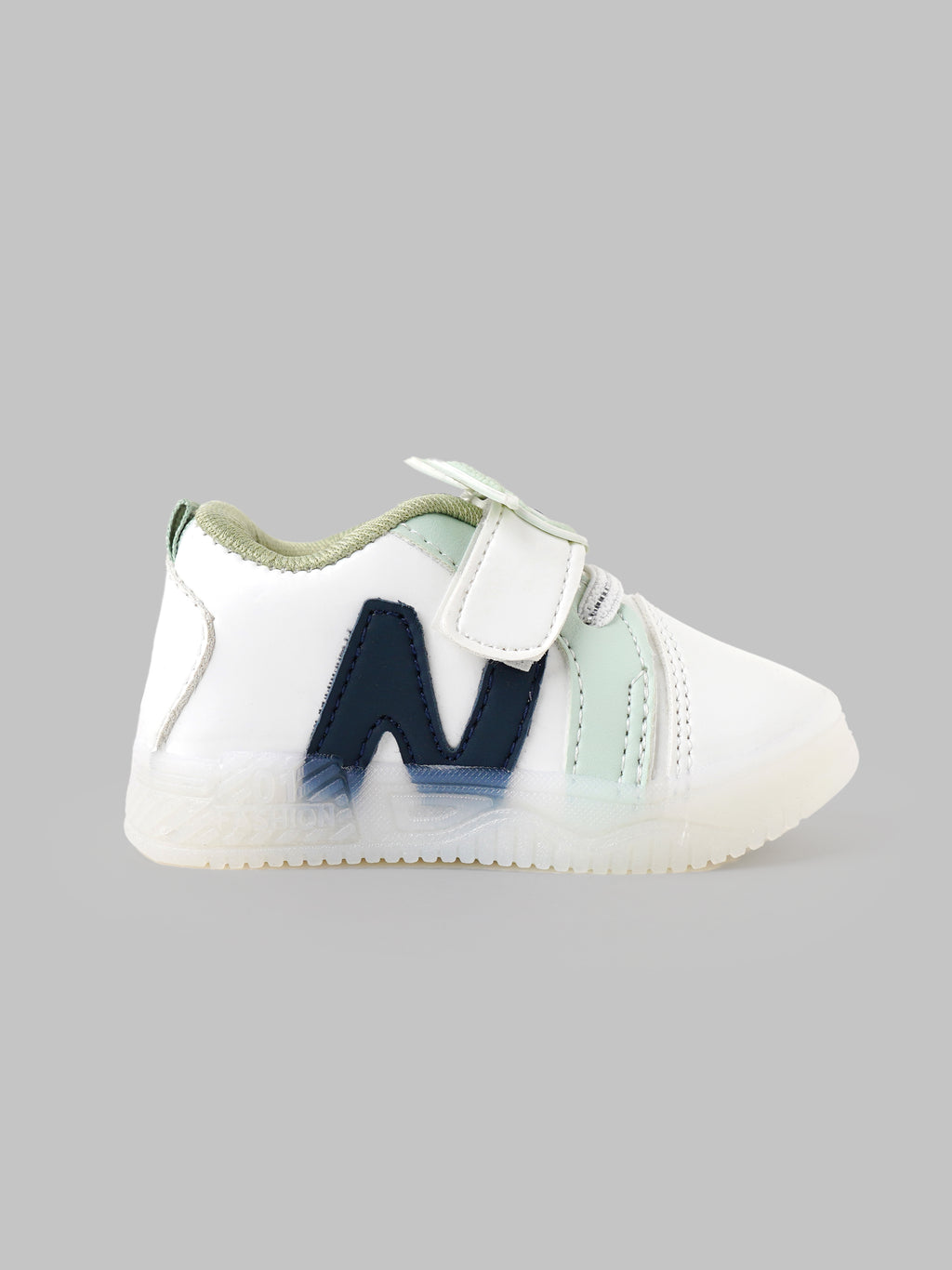 Popees Baby Unisex Soft & Stylish Velcro Shoes | Comfortable Casual Shoes with Cute Character Design for Baby Boys & Girls | Pista Green & White
