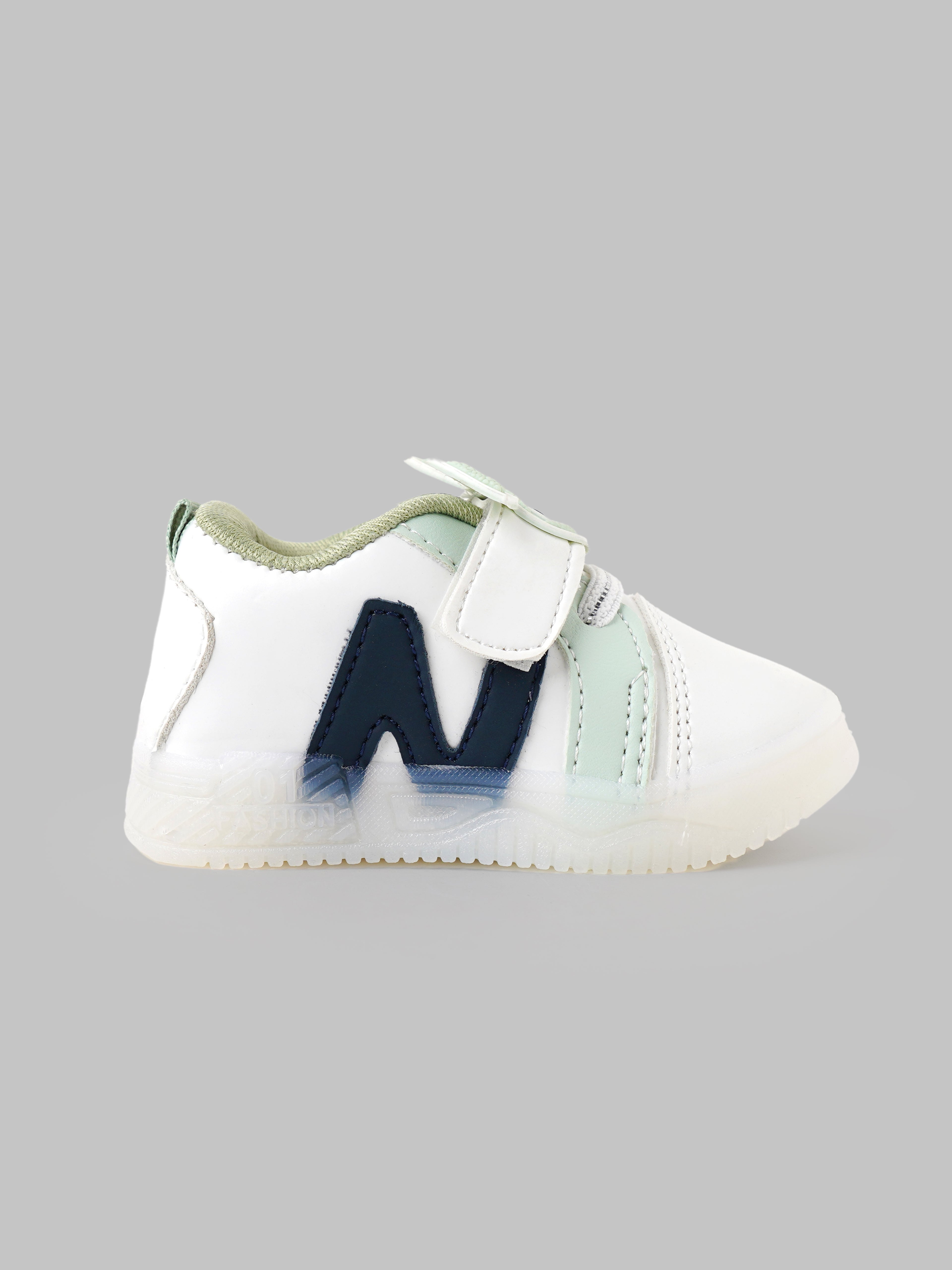 Popees Baby Unisex Soft & Stylish Velcro Shoes | Comfortable Casual Shoes with Cute Character Design for Baby Boys & Girls | Pista Green & White