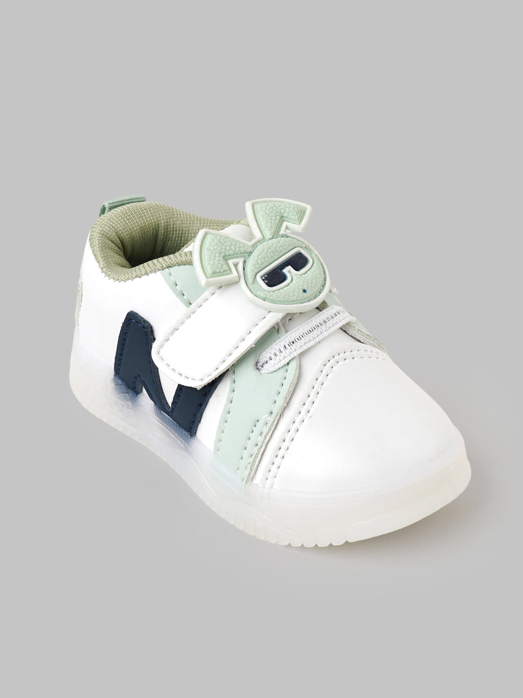 Popees Baby Unisex Soft & Stylish Velcro Shoes | Comfortable Casual Shoes with Cute Character Design for Baby Boys & Girls | Pista Green & White