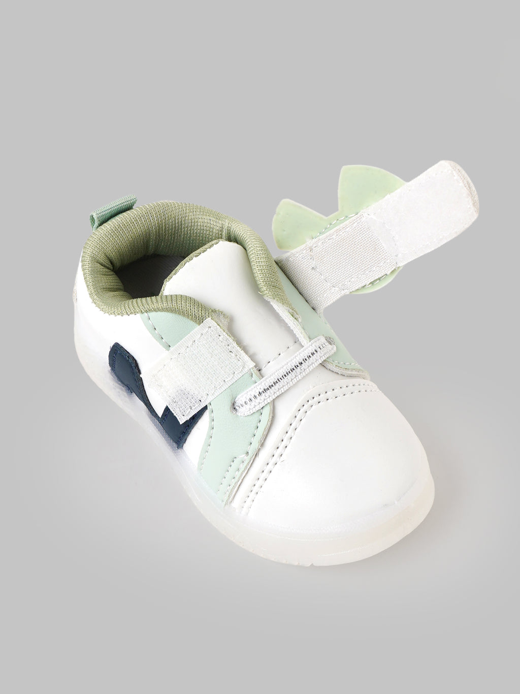 Popees Baby Unisex Soft & Stylish Velcro Shoes | Comfortable Casual Shoes with Cute Character Design for Baby Boys & Girls | Pista Green & White