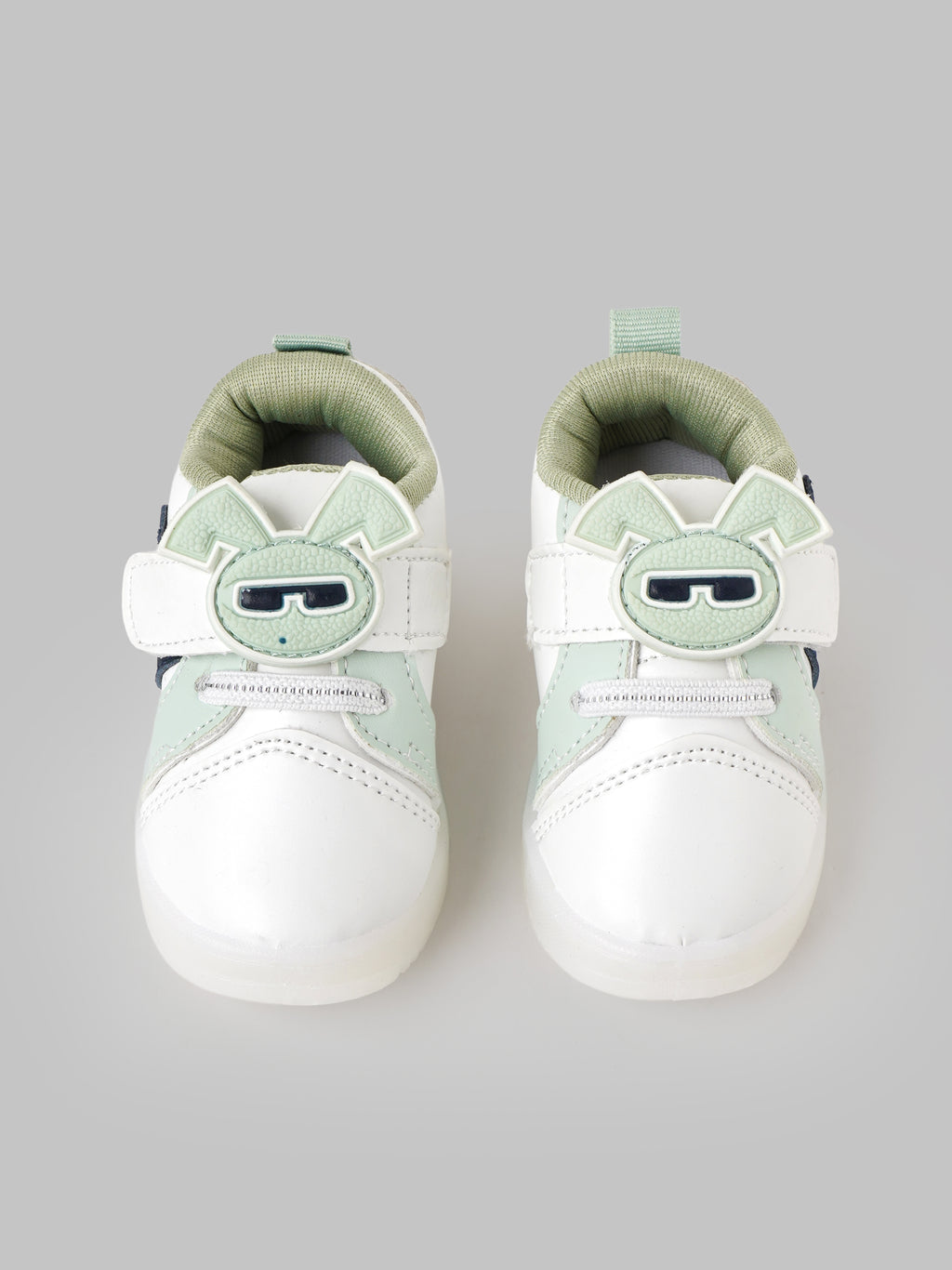 Popees Baby Unisex Soft & Stylish Velcro Shoes | Comfortable Casual Shoes with Cute Character Design for Baby Boys & Girls | Pista Green & White
