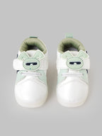 Popees Baby Unisex Soft & Stylish Velcro Shoes | Comfortable Casual Shoes with Cute Character Design for Baby Boys & Girls | Pista Green & White