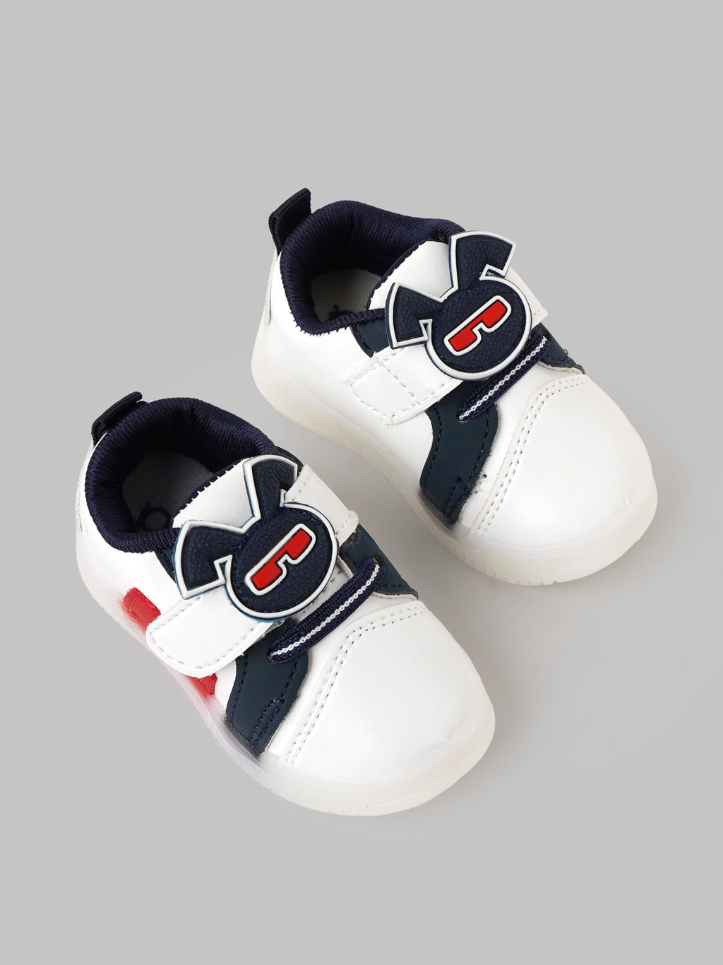 Popees Baby Unisex Soft & Stylish Velcro Shoes | Comfortable Casual Shoes with Cute Character Design for Baby Boys & Girls | Navy Blue & White