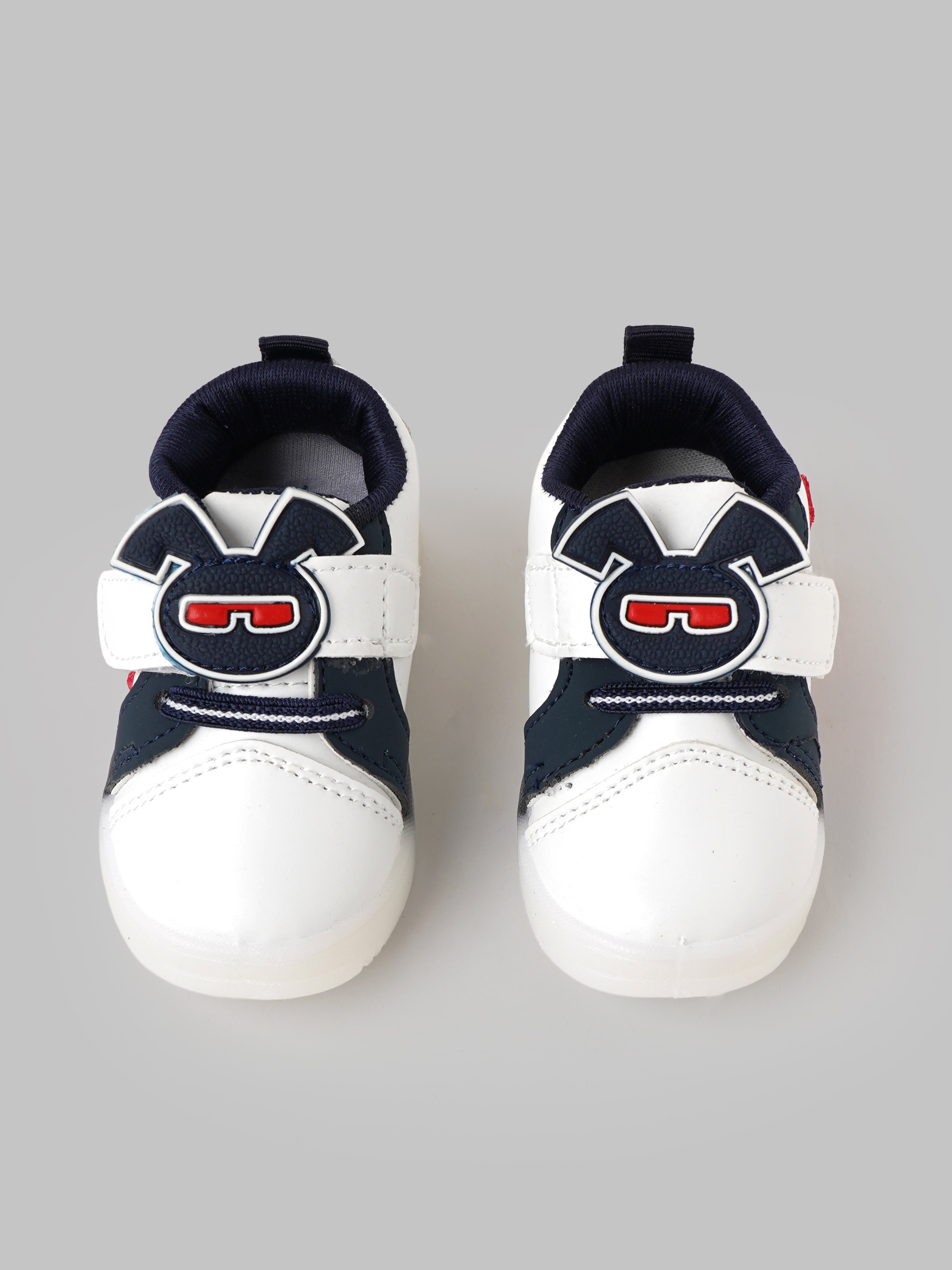 Popees Baby Unisex Soft & Stylish Velcro Shoes | Comfortable Casual Shoes with Cute Character Design for Baby Boys & Girls | Navy Blue & White