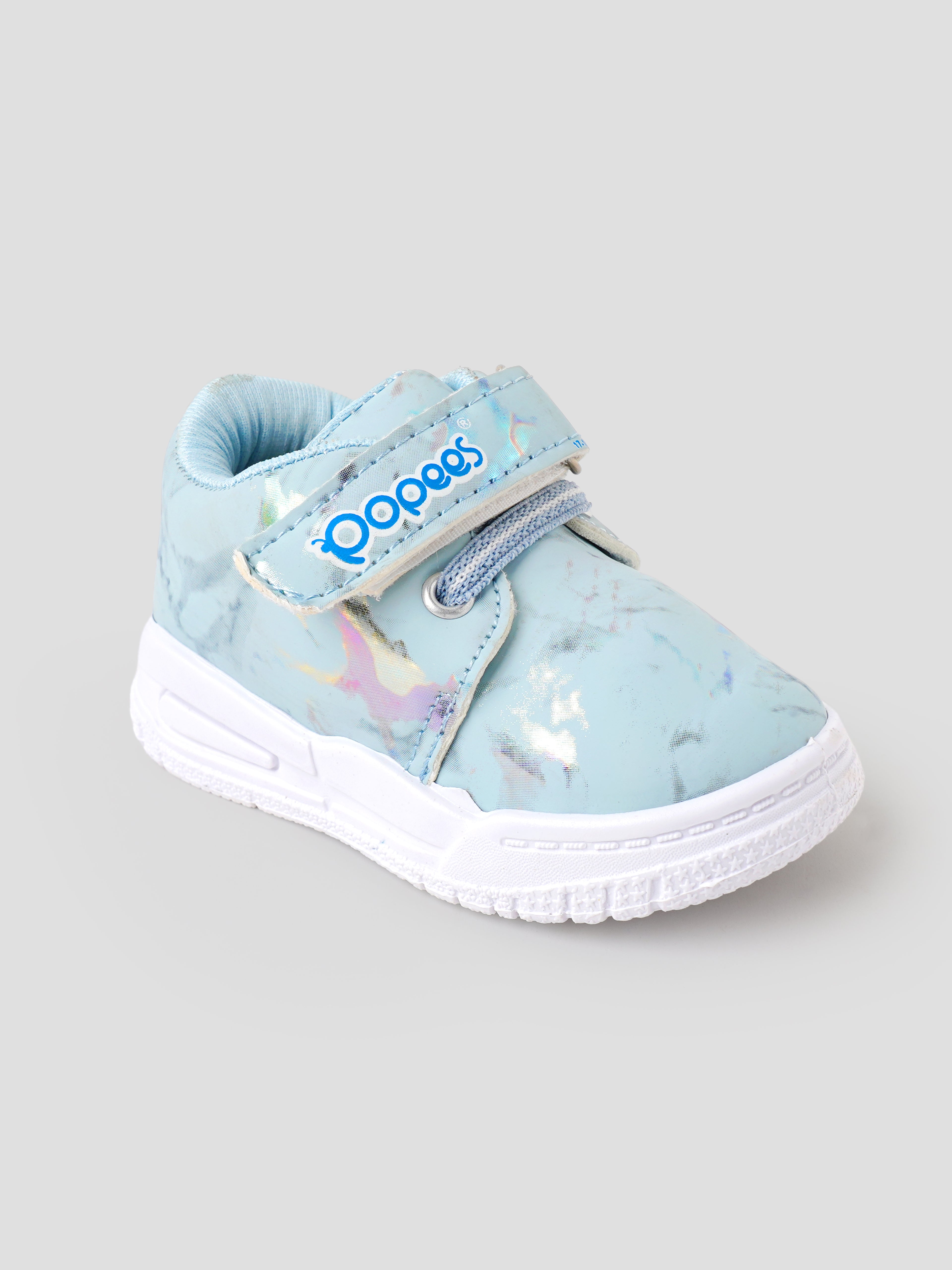 Popees Baby Unisex Soft & Stylish Velcro Shoes | Comfortable Printed Casual Shoes for Baby Boys & Girls | Sky Blue