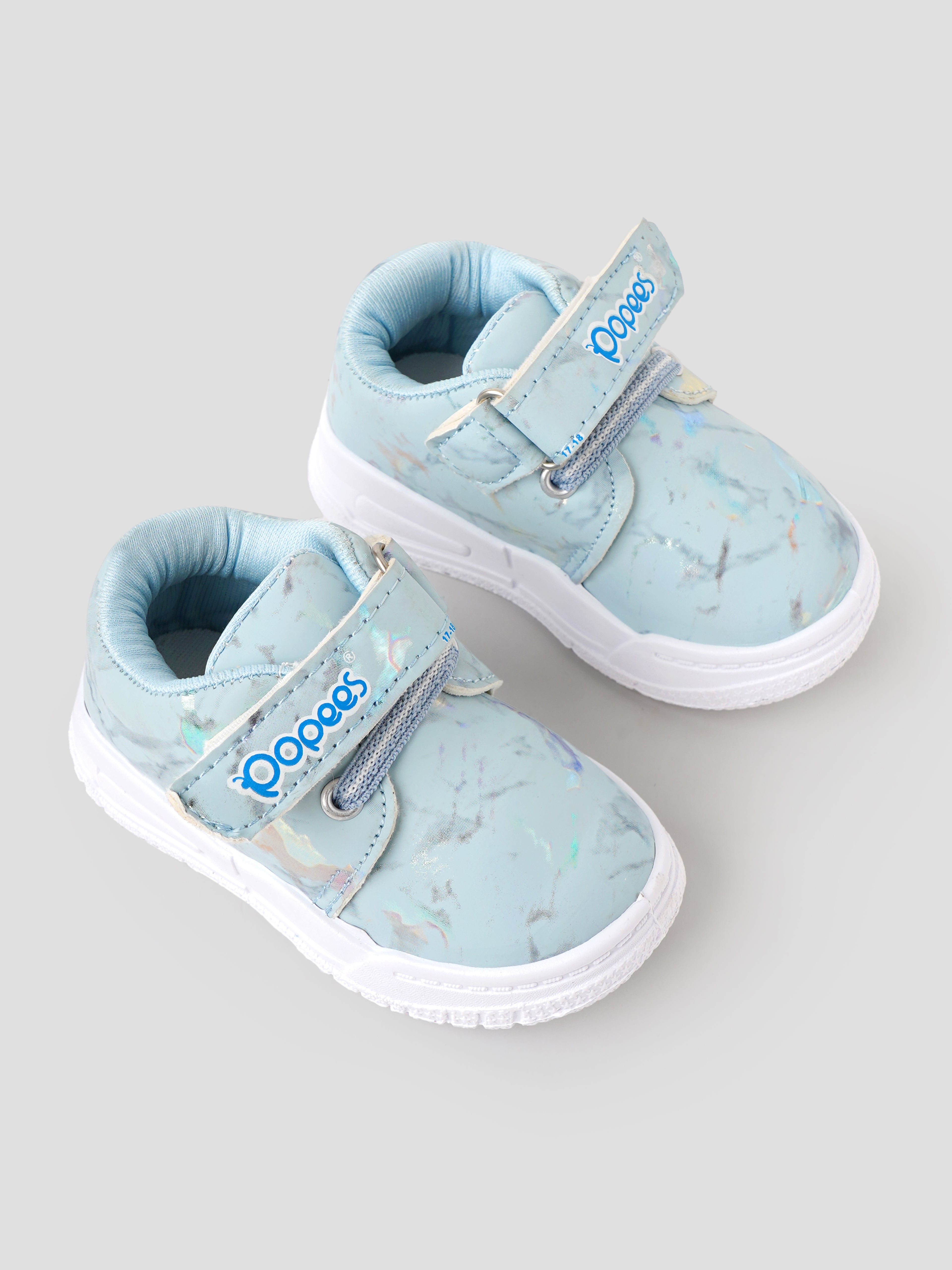 Popees Baby Unisex Soft & Stylish Velcro Shoes | Comfortable Printed Casual Shoes for Baby Boys & Girls | Sky Blue