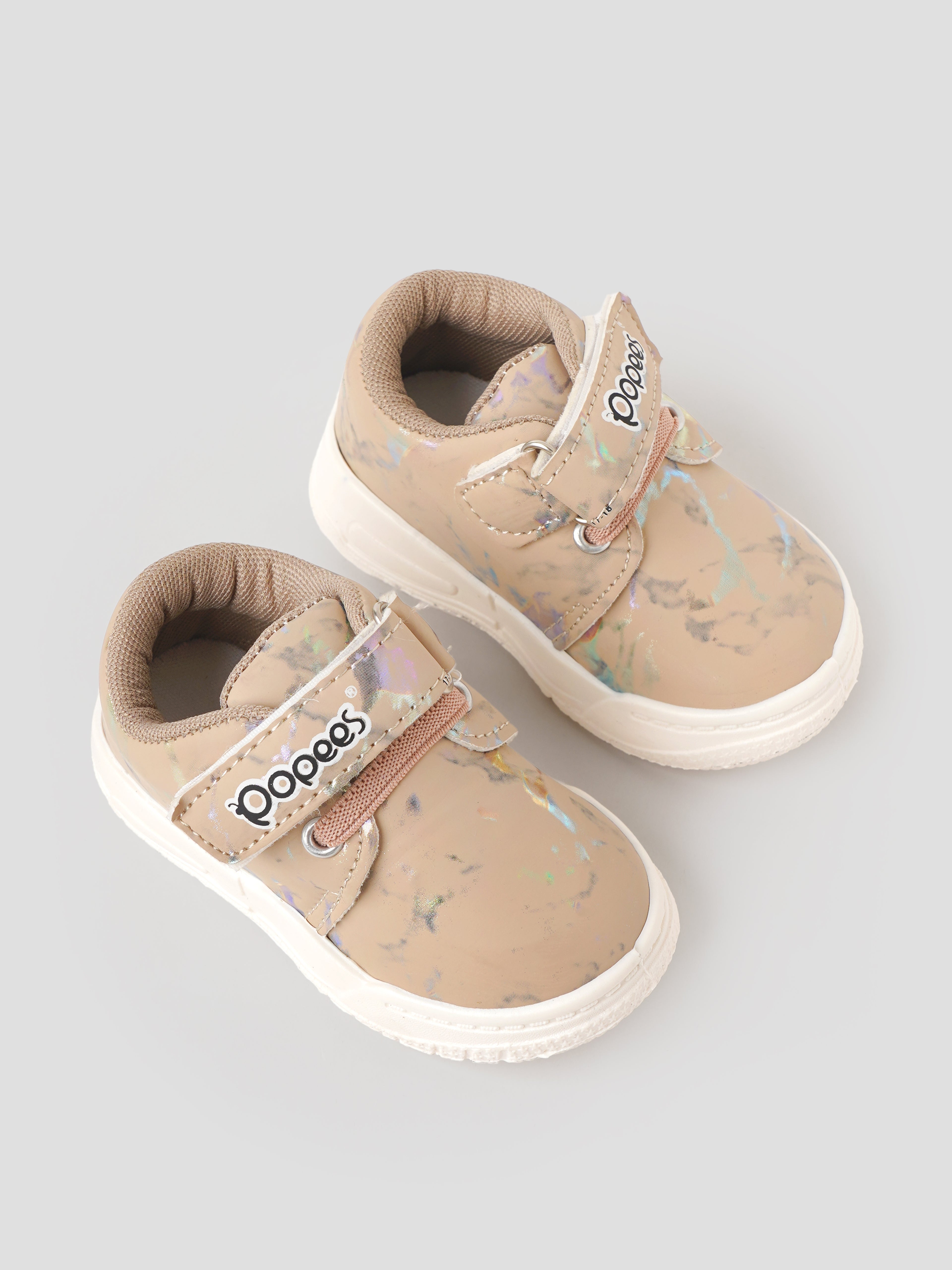 Popees Baby Unisex Soft & Stylish Velcro Shoes | Comfortable Shiny Printed Casual Shoes for Baby Boys & Girls | Chiku