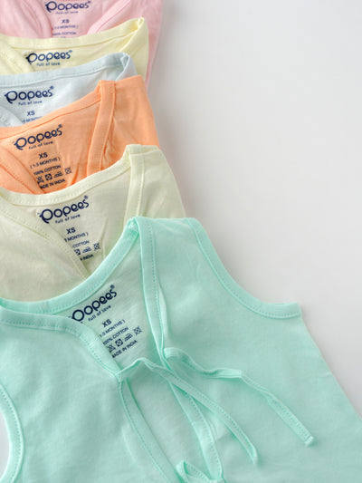 Popees Baby Jhabla – 100% Cotton, Skin-friendly Front Knot Tops for Newborns & Infants (Pack of 6)