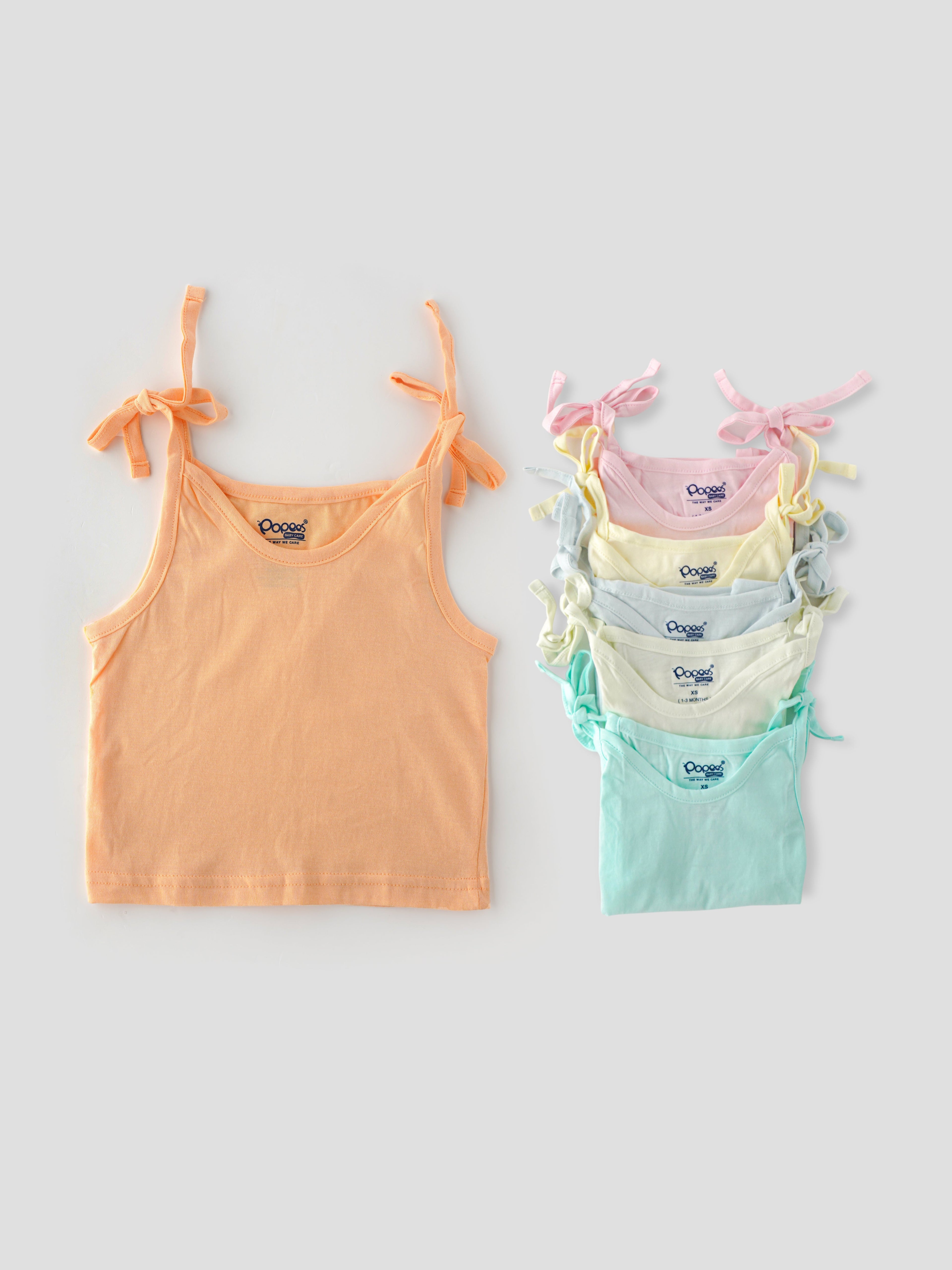 Popees Baby Jhabla – 100% Cotton, Skin-friendly Shoulder Knot Tops for Newborns & Infants (Pack of 6)
