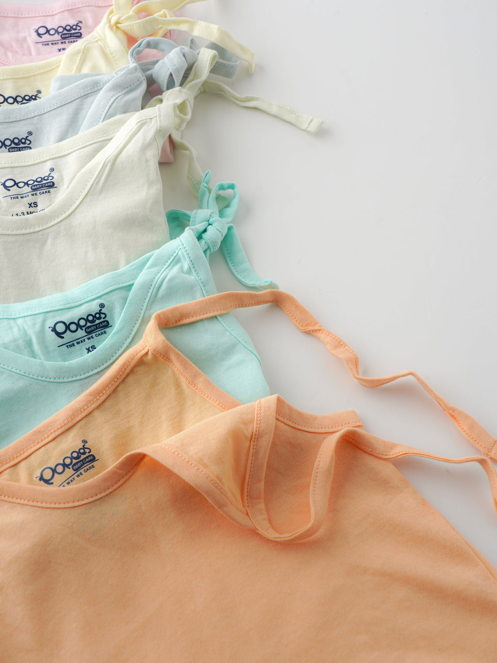 Popees Baby Jhabla – 100% Cotton, Skin-friendly Shoulder Knot Tops for Newborns & Infants (Pack of 6)