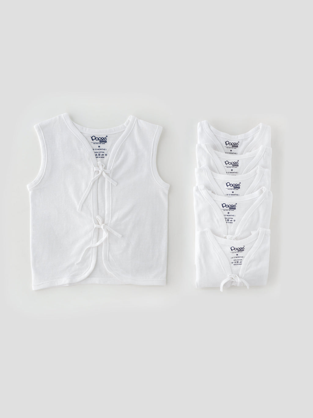 Popees Baby Jhabla – 100% Cotton, Skin-friendly Front Knot Tops for Newborns & Infants (Pack of 6)