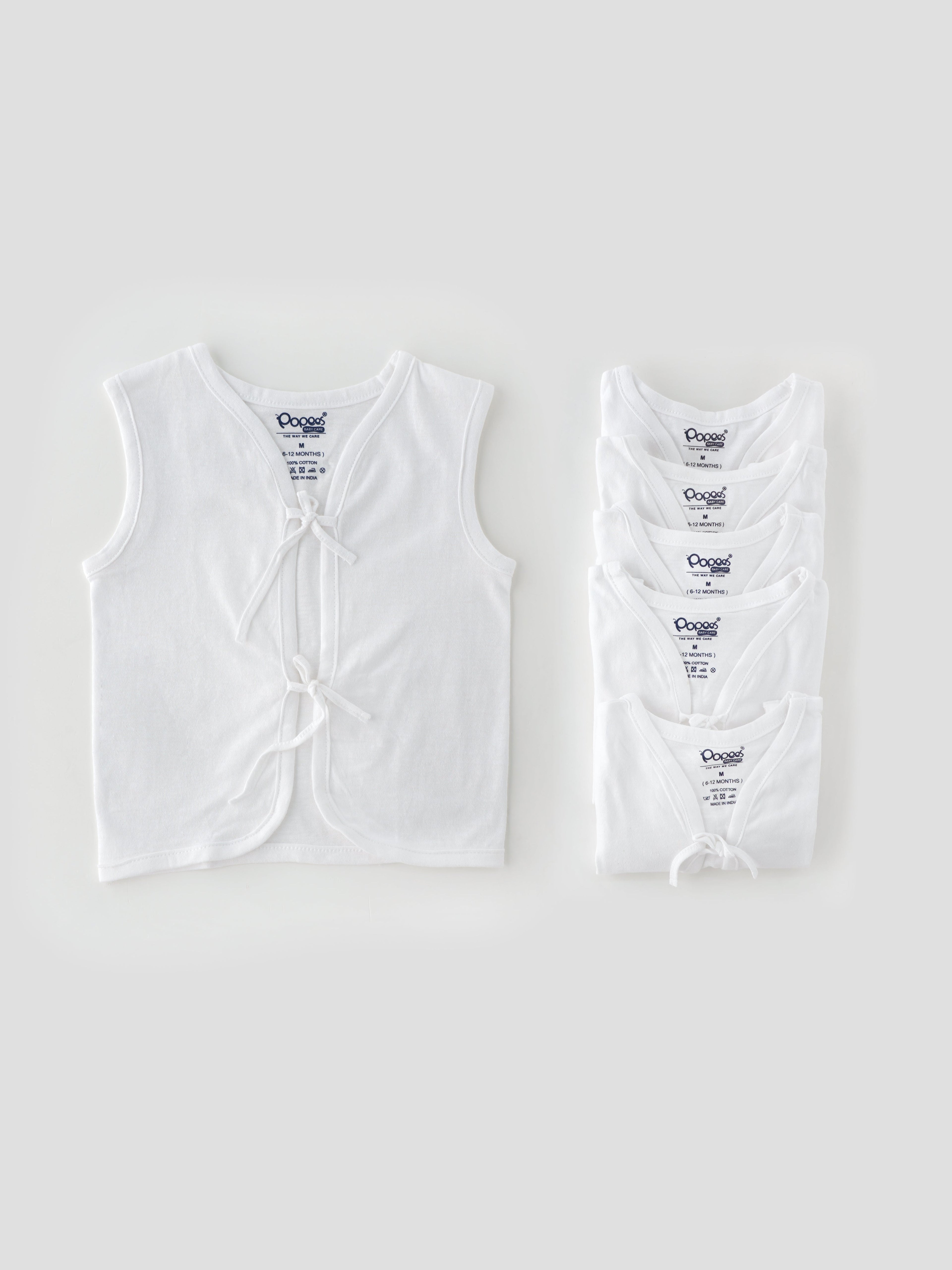 Popees Baby Jhabla – 100% Cotton, Skin-friendly Front Knot Tops for Newborns & Infants (Pack of 6)