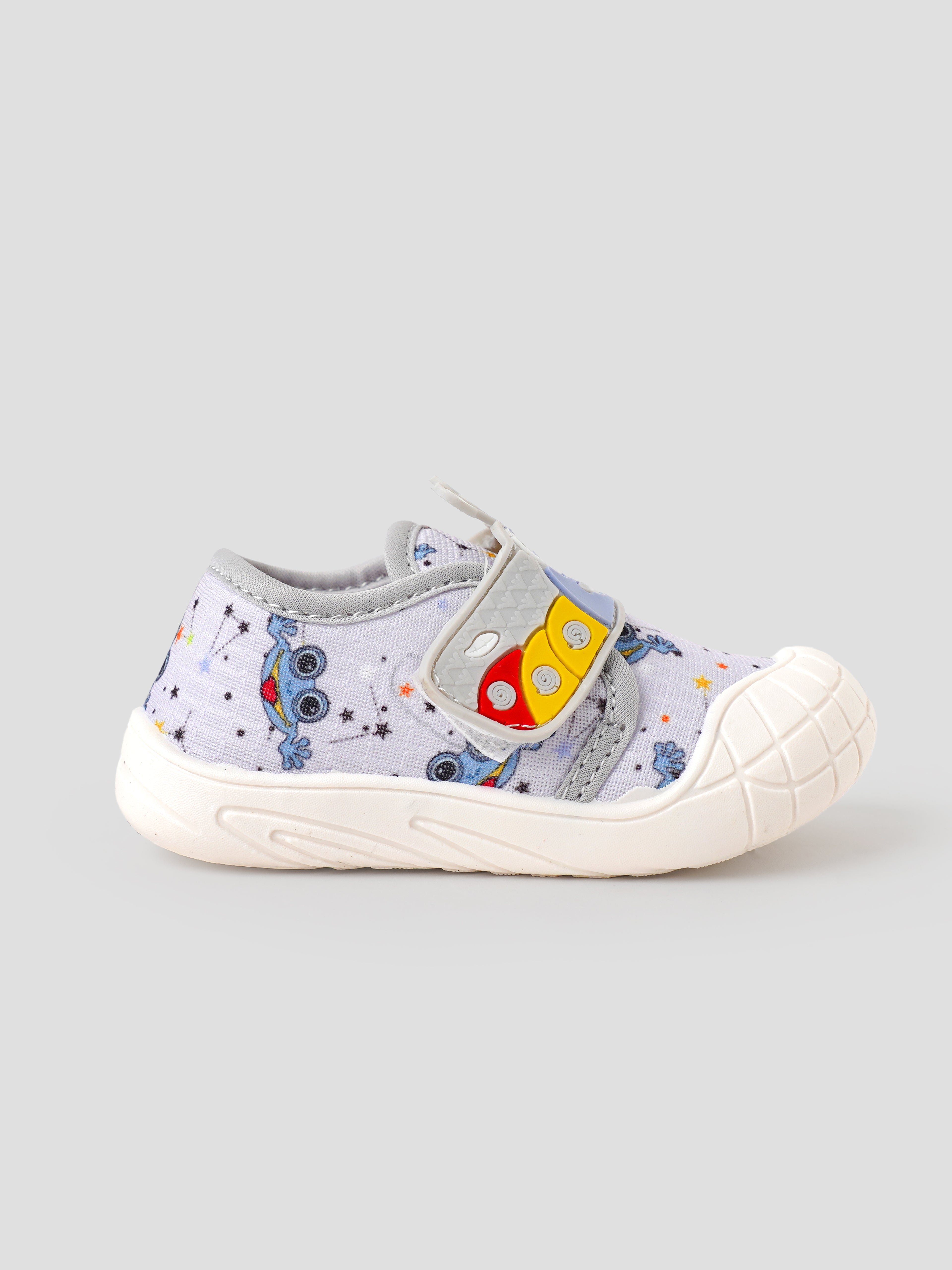 Popees Baby Unisex Soft & Stylish Velcro Strap Shoes with Comfortable Fit | Cute Character Casual Shoes for Boys & Girls | Grey