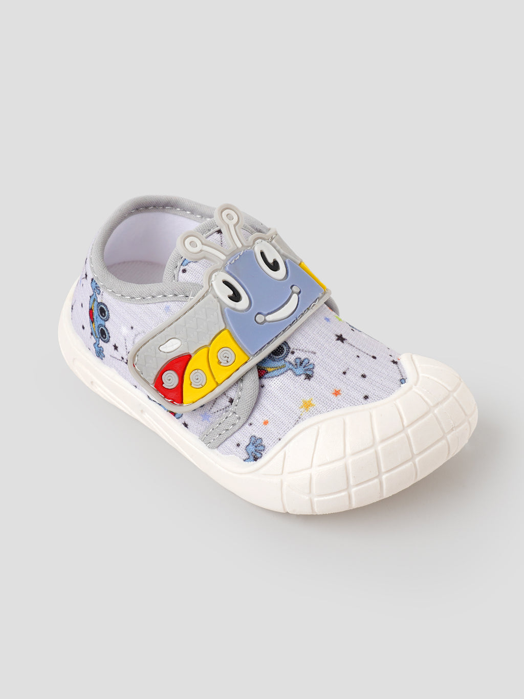 Popees Baby Unisex Soft & Stylish Velcro Strap Shoes with Comfortable Fit | Cute Character Casual Shoes for Boys & Girls | Grey