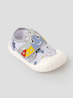 Popees Baby Unisex Soft & Stylish Velcro Strap Shoes with Comfortable Fit | Cute Character Casual Shoes for Boys & Girls | Grey