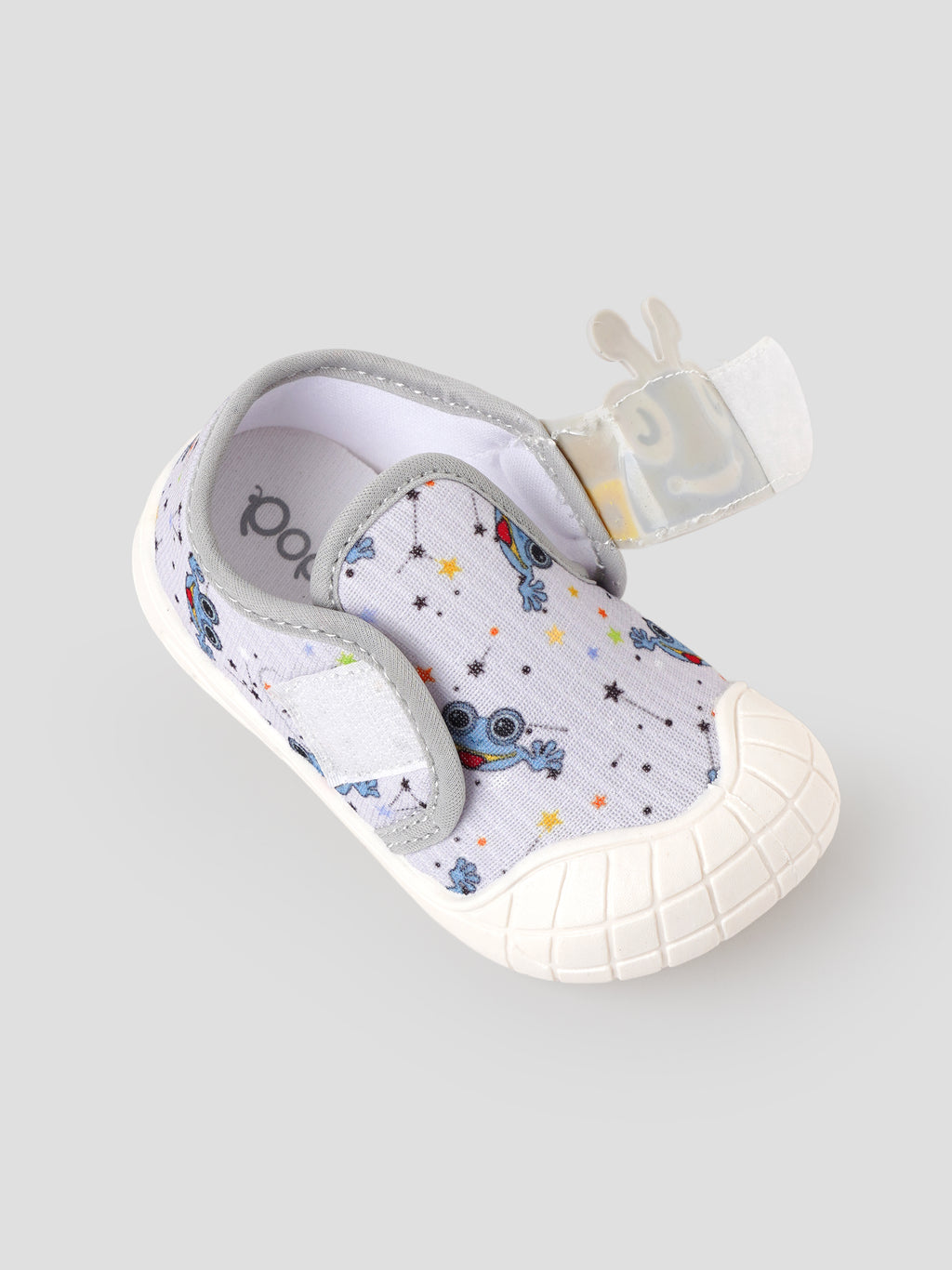 Popees Baby Unisex Soft & Stylish Velcro Strap Shoes with Comfortable Fit | Cute Character Casual Shoes for Boys & Girls | Grey