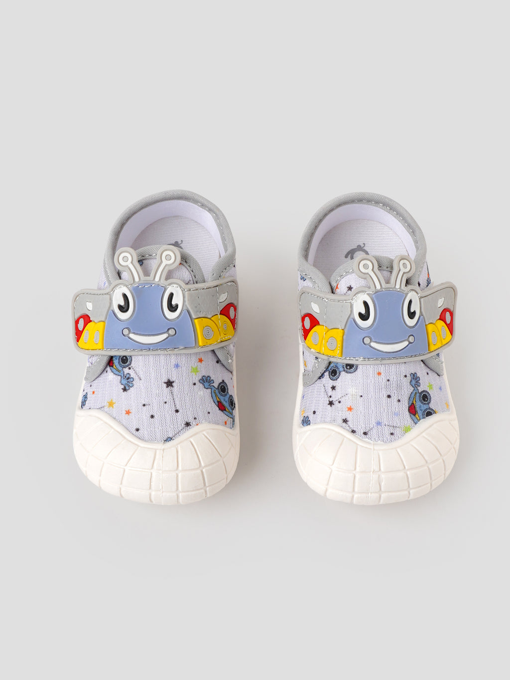 Popees Baby Unisex Soft & Stylish Velcro Strap Shoes with Comfortable Fit | Cute Character Casual Shoes for Boys & Girls | Grey