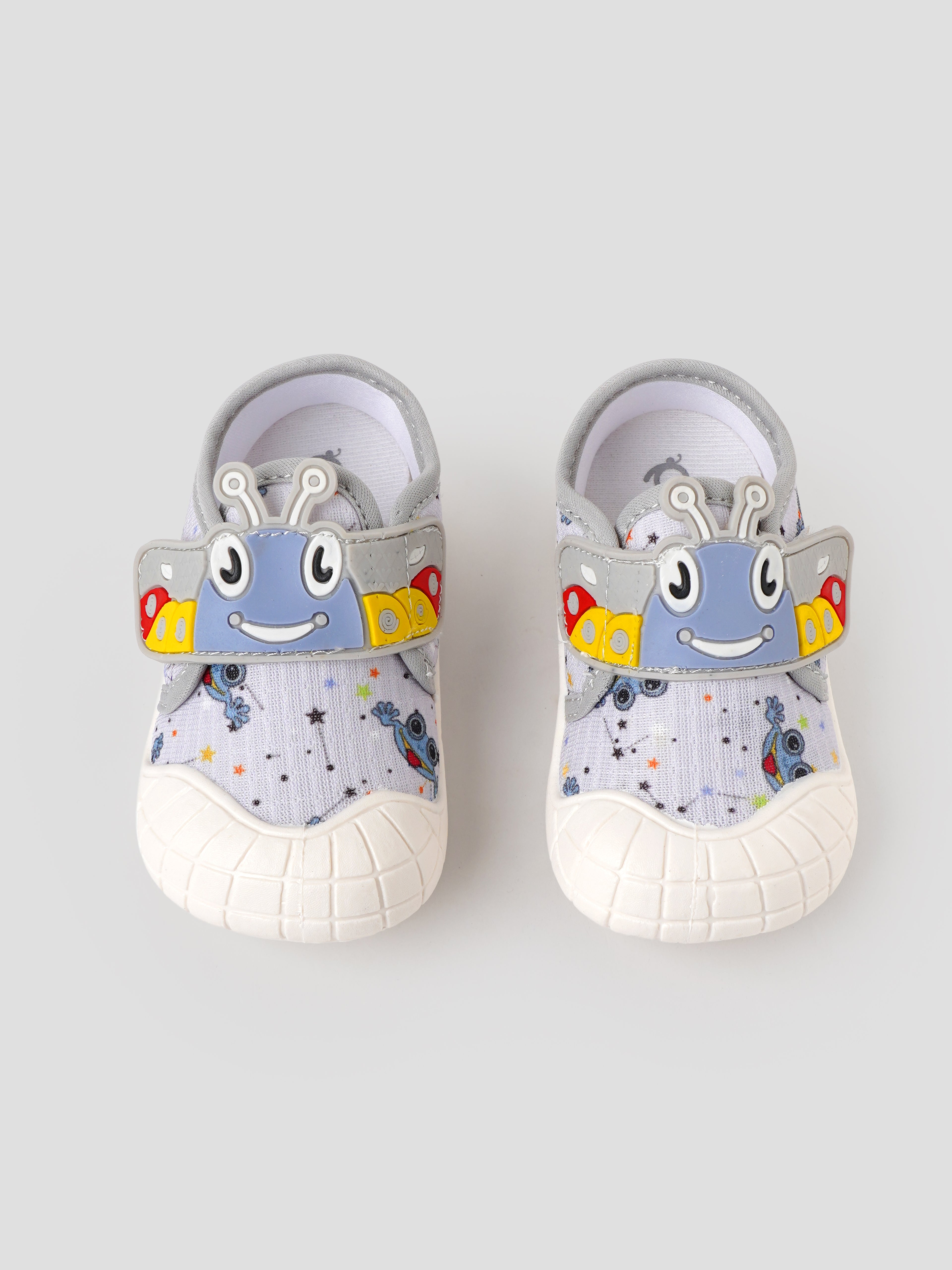 Popees Baby Unisex Soft & Stylish Velcro Strap Shoes with Comfortable Fit | Cute Character Casual Shoes for Boys & Girls | Grey