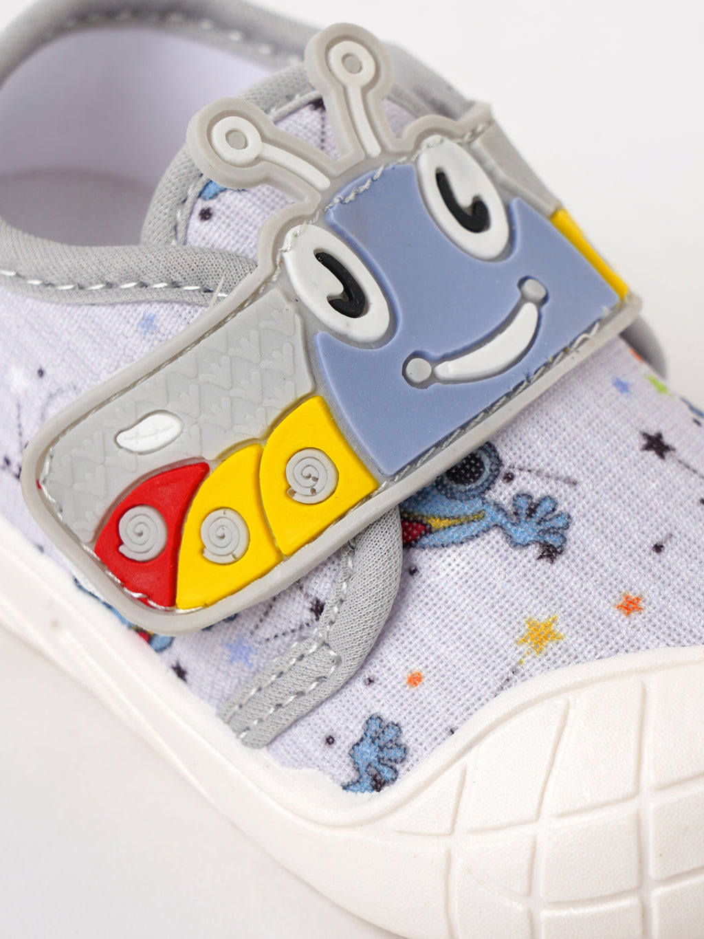 Popees Baby Unisex Soft & Stylish Velcro Strap Shoes with Comfortable Fit | Cute Character Casual Shoes for Boys & Girls | Grey
