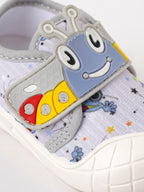 Popees Baby Unisex Soft & Stylish Velcro Strap Shoes with Comfortable Fit | Cute Character Casual Shoes for Boys & Girls | Grey