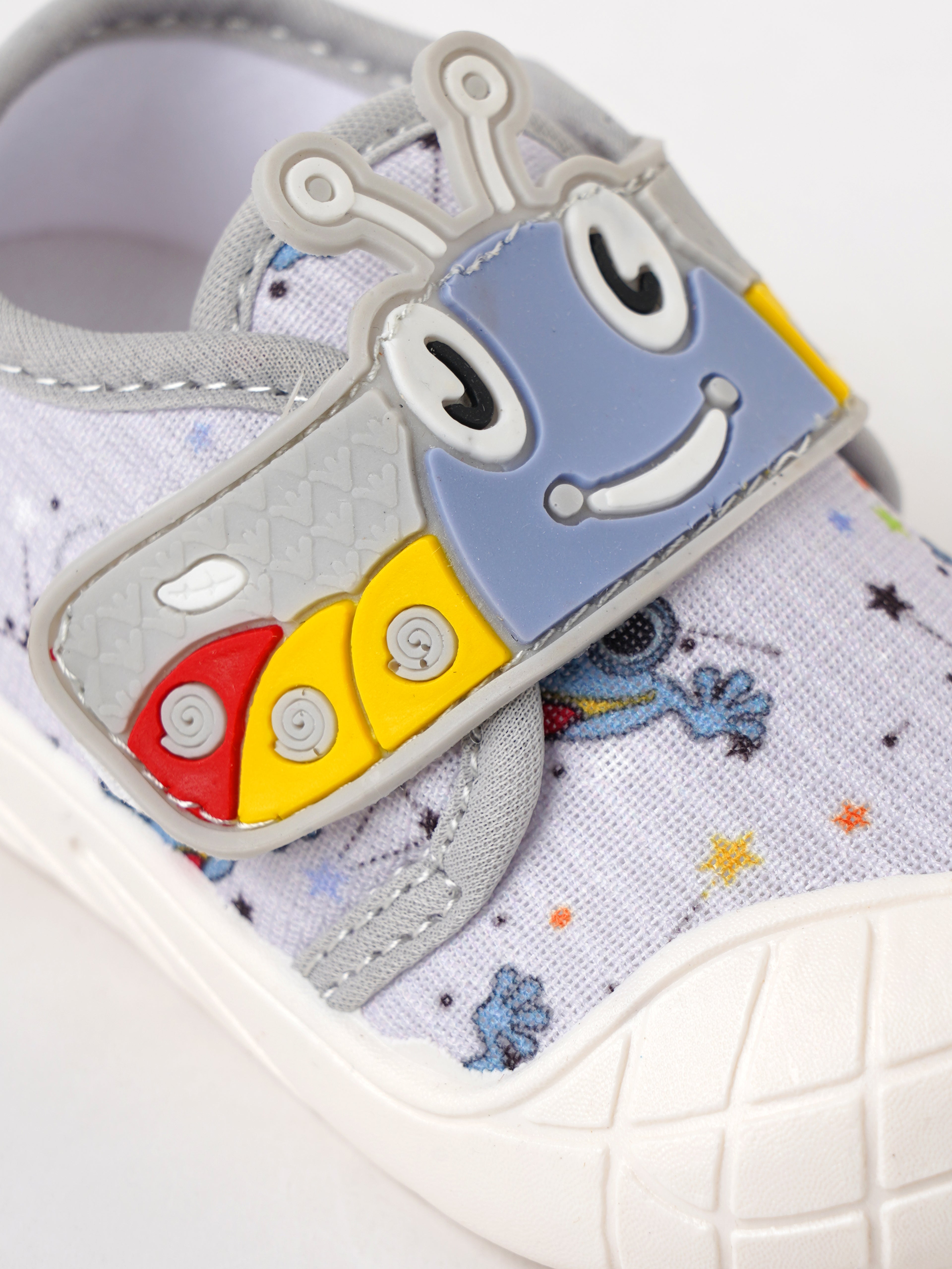 Popees Baby Unisex Soft & Stylish Velcro Strap Shoes with Comfortable Fit | Cute Character Casual Shoes for Boys & Girls | Grey