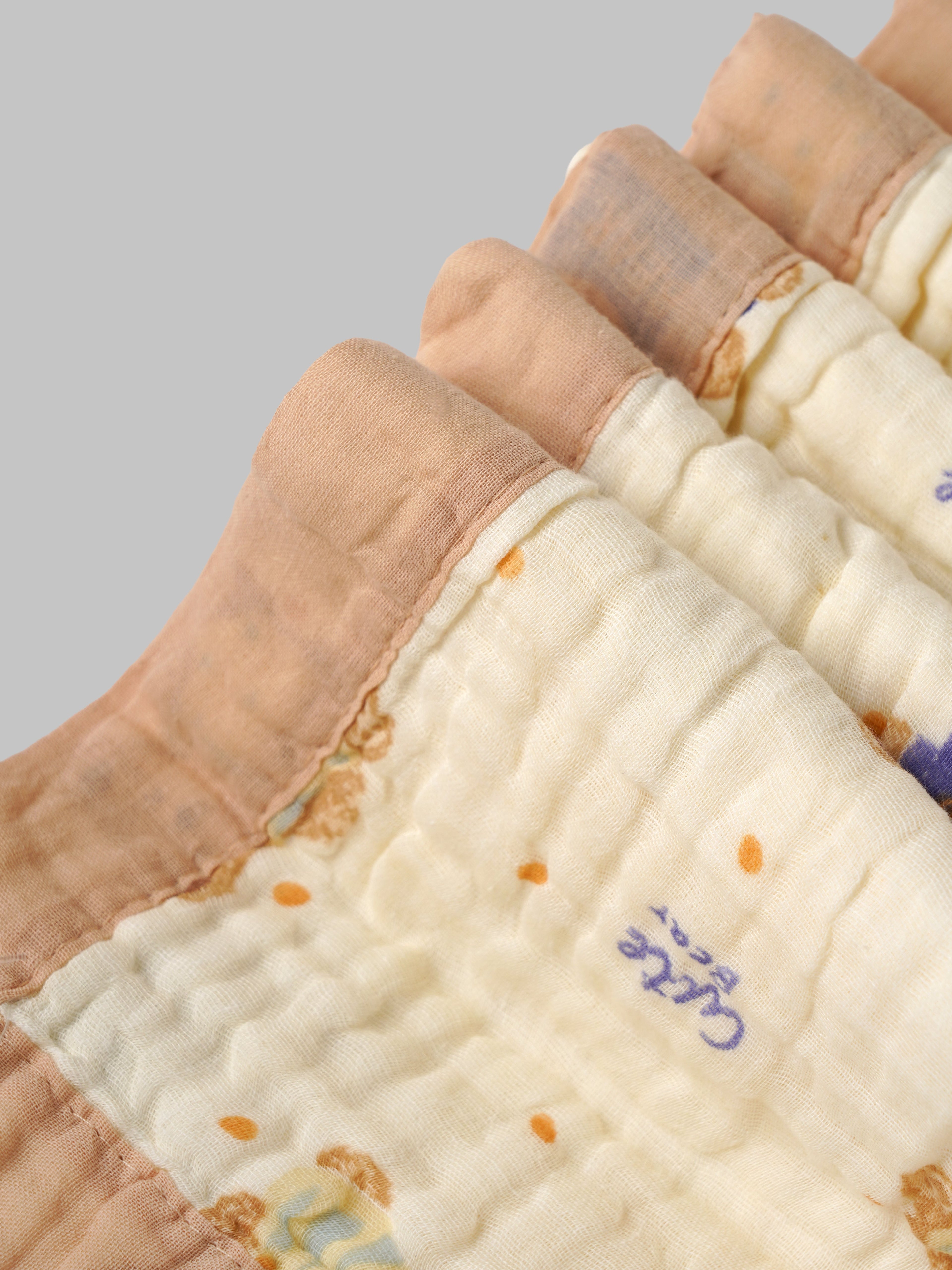 Popees Baby Muslin Cotton Bath Towel with Bear Print| Soft Absorbent Newborn Swaddle Wrap Blanket